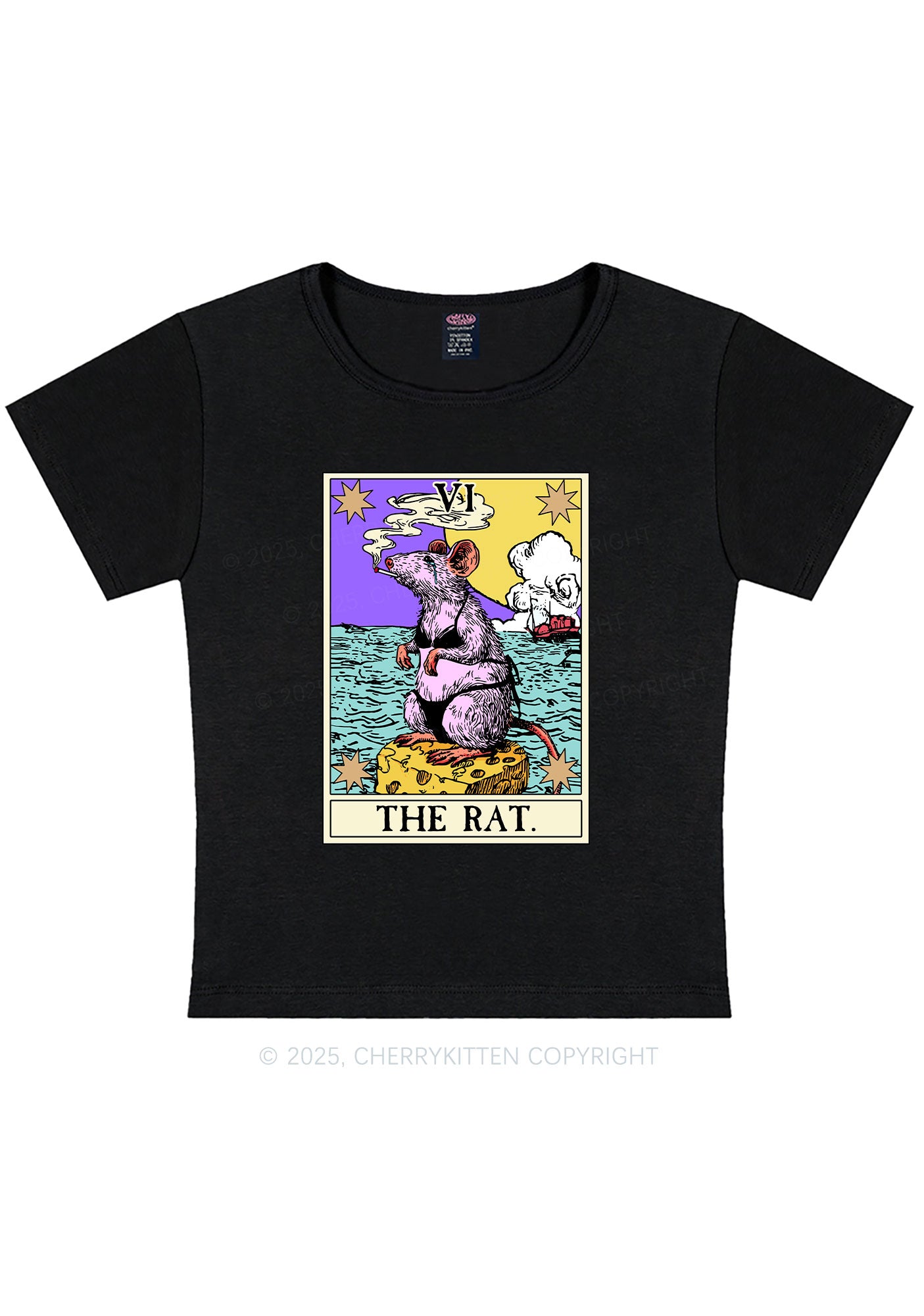 The Rat Smoking Y2K Baby Tee Cherrykitten