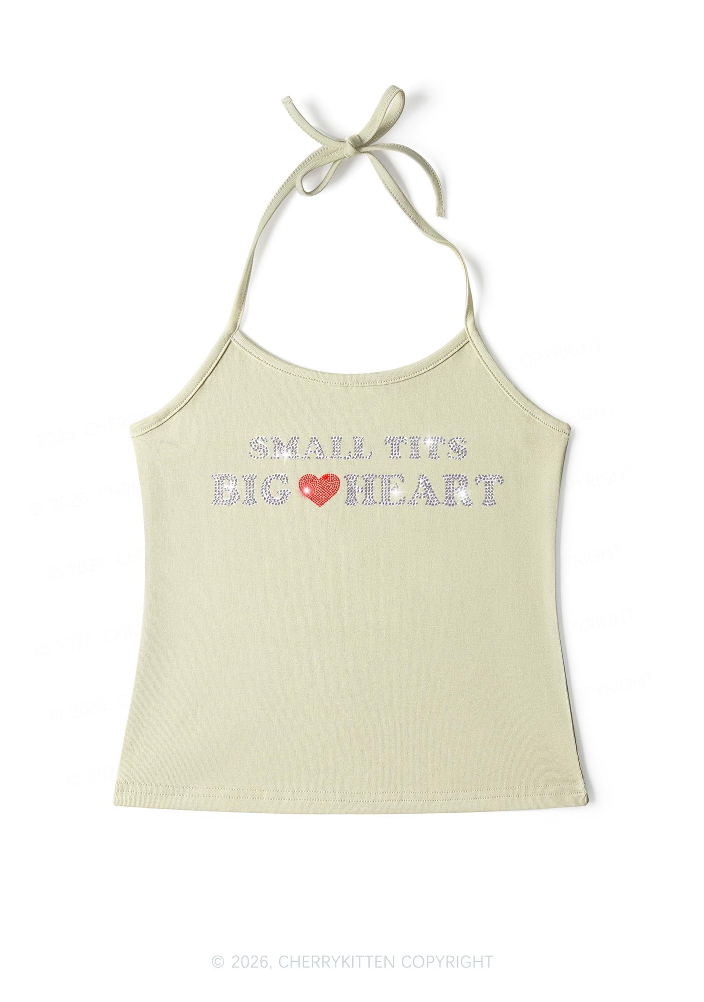 Rhinestone Big Heart Y2K Halter Neck Cami Cherrykitten