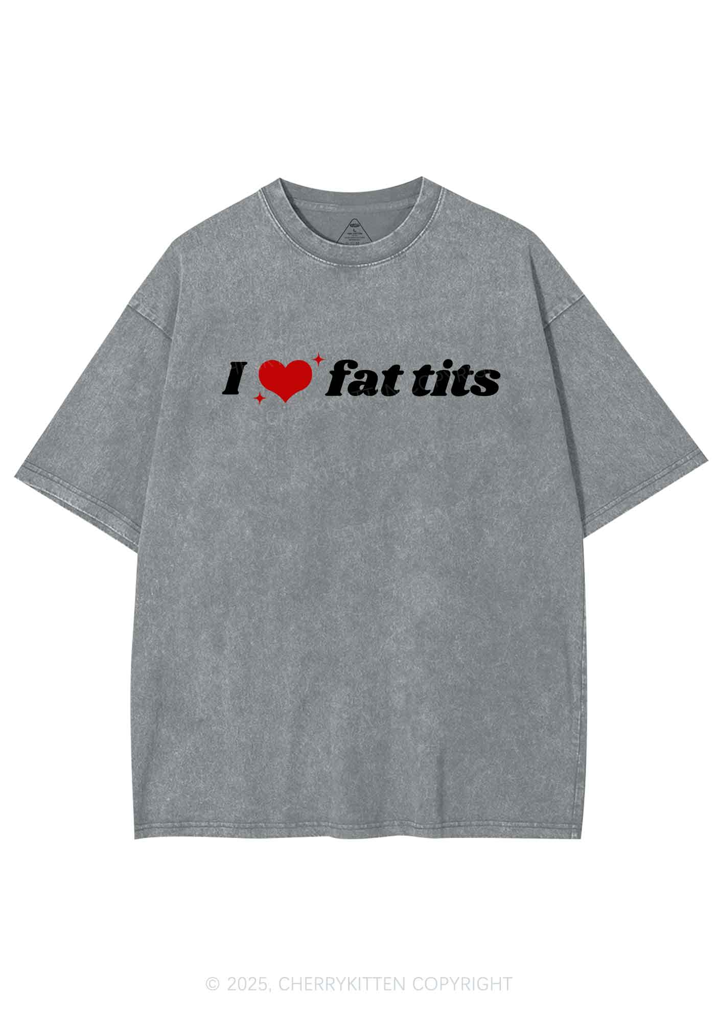 I Love Fat Txts Y2K Shirts Washed Tee Cherrykitten