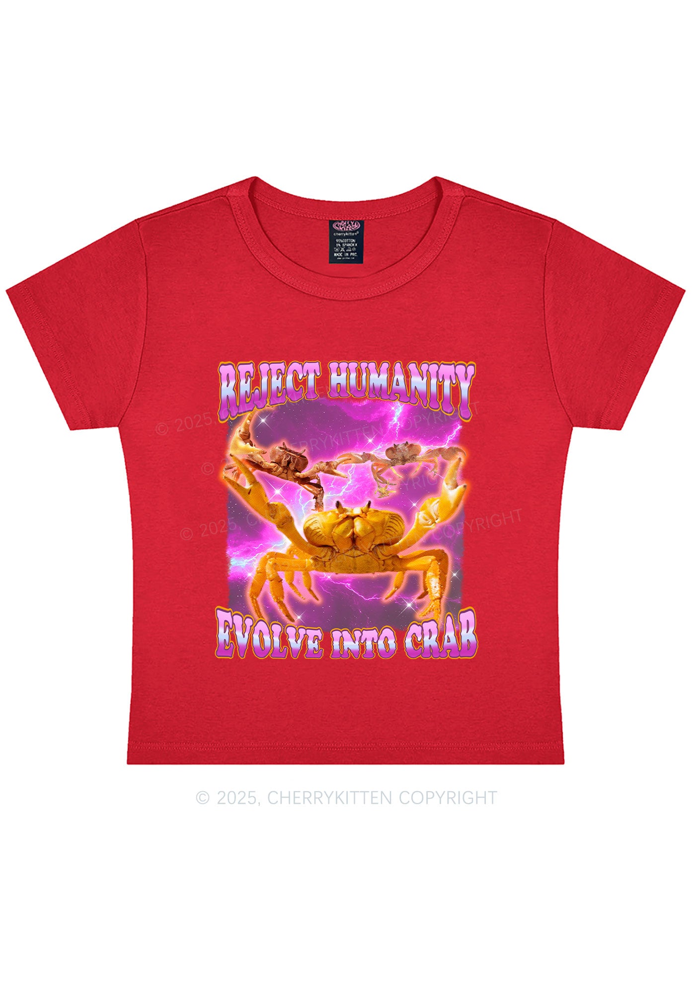 Reject Humanity Crab Y2K Baby Tee Cherrykitten