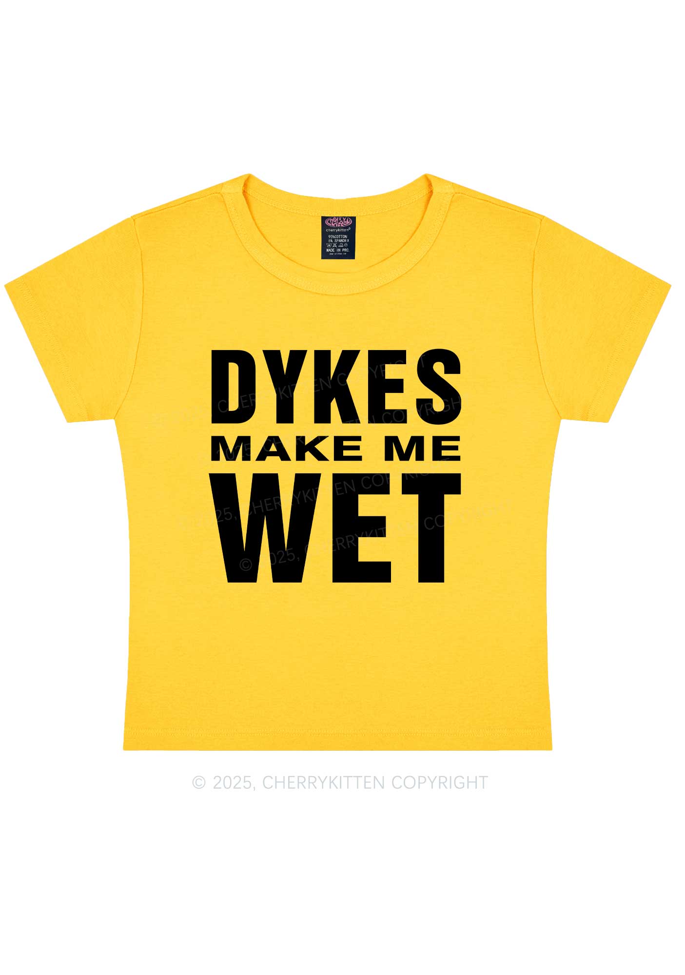 Dykes Make Me Wet Pride Y2K Baby Tee Cherrykitten
