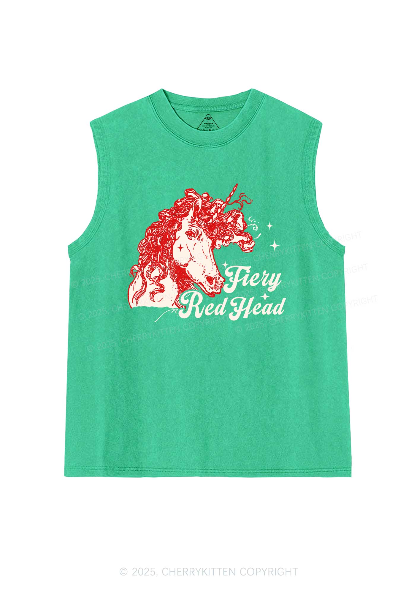 Fiery Red Head Y2K Washed Muscle Tank Cherrykitten