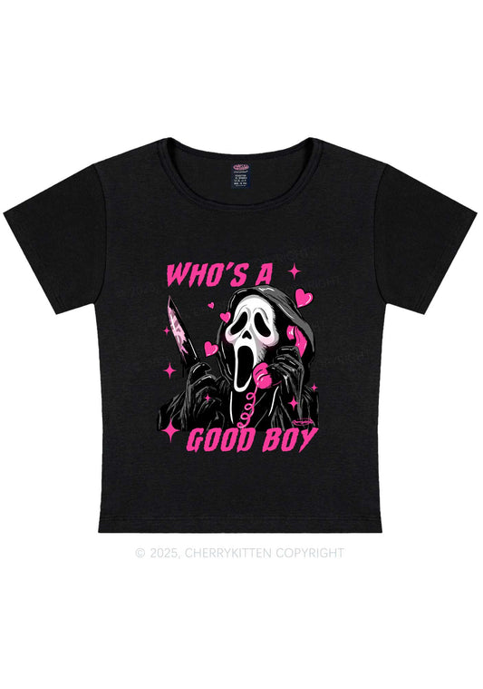 Halloween Ghost Good Boy Y2K Baby Tee Cherrykitten
