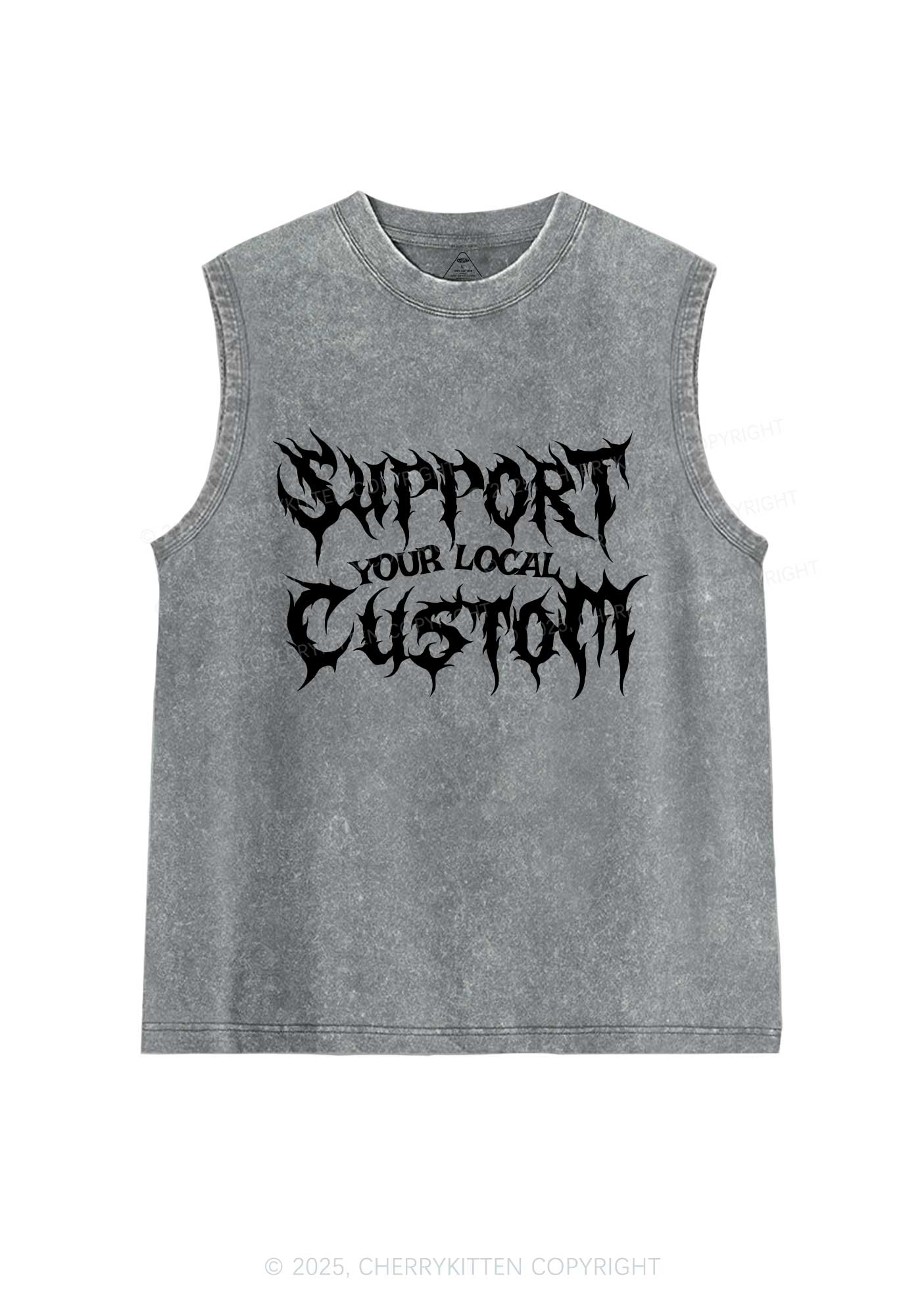 Custom Support Your Local Y2K Washed Muscle Tank Cherrykitten