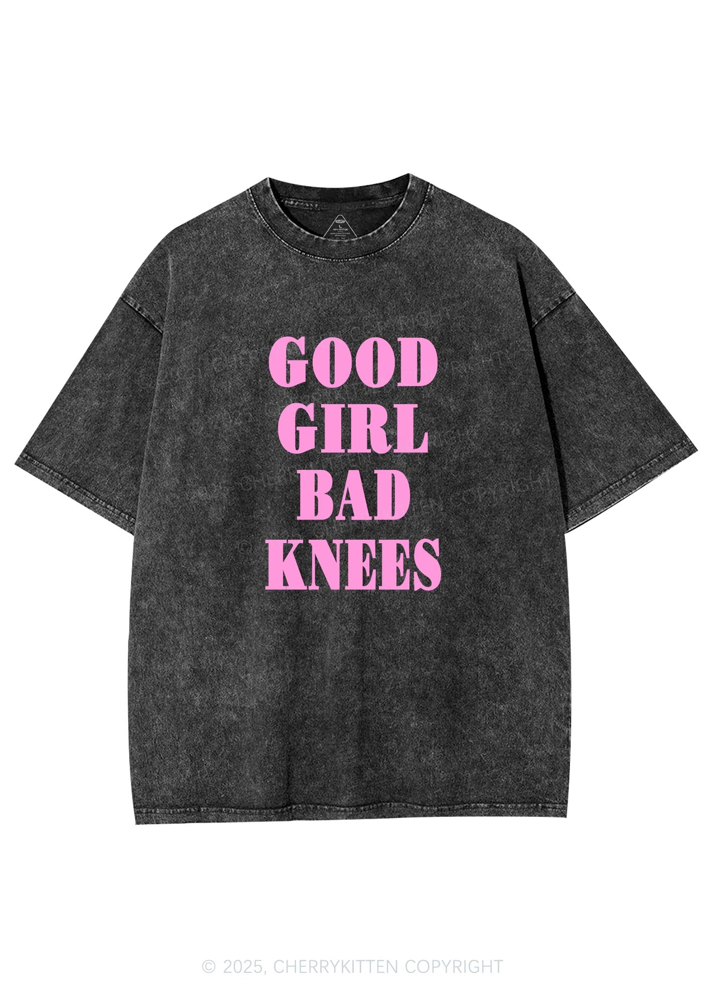 Good Girl Bad Knees Y2K Shirts Washed Tee Cherrykitten