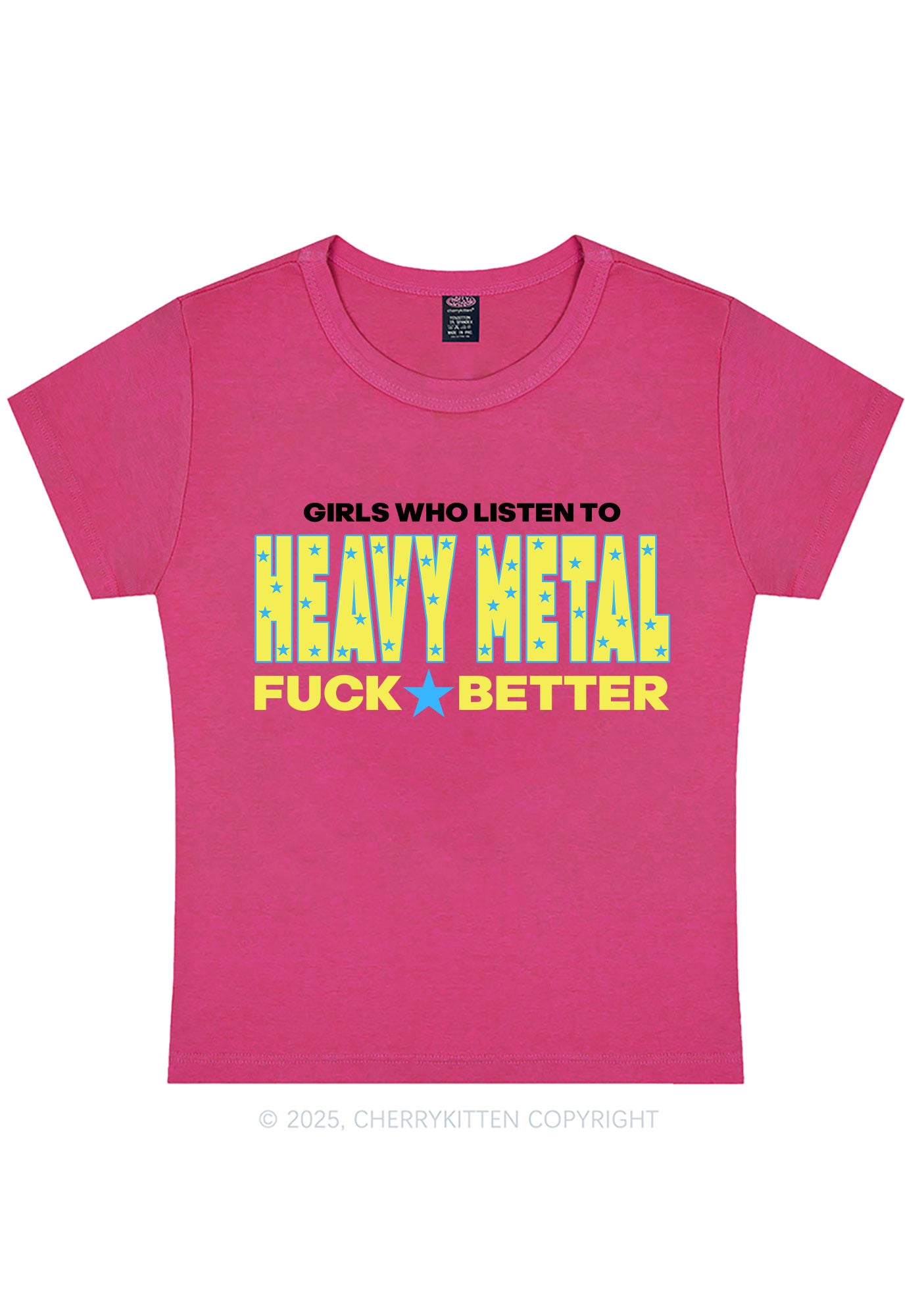 Girls Listen Heavy Metal Y2K Baby Tee Cherrykitten
