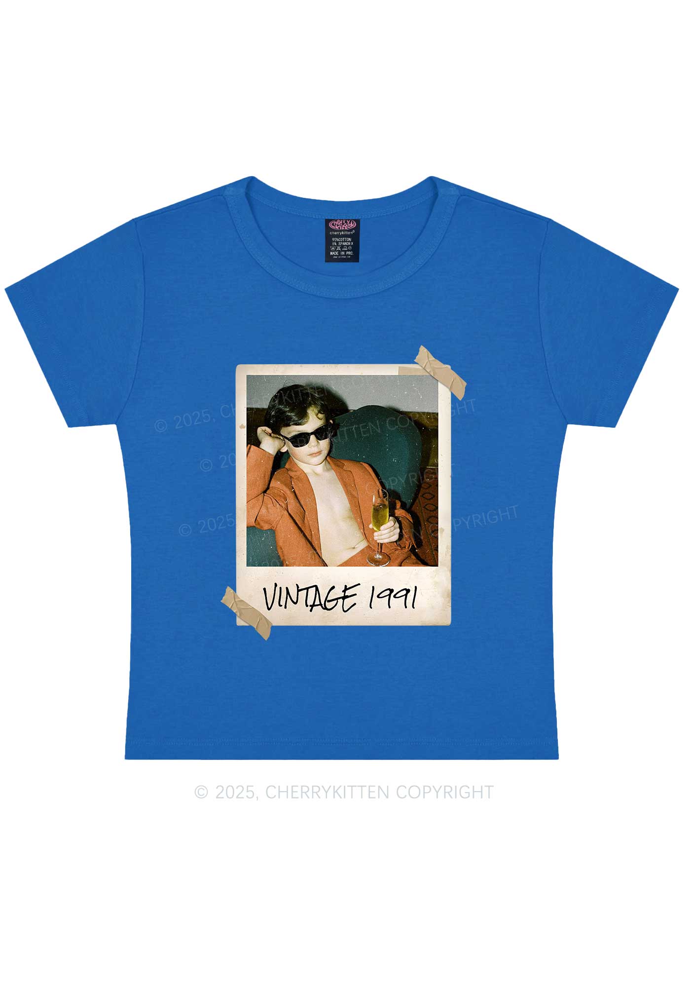 Custom Vintage Photo And Year Y2K Baby Tee Cherrykitten