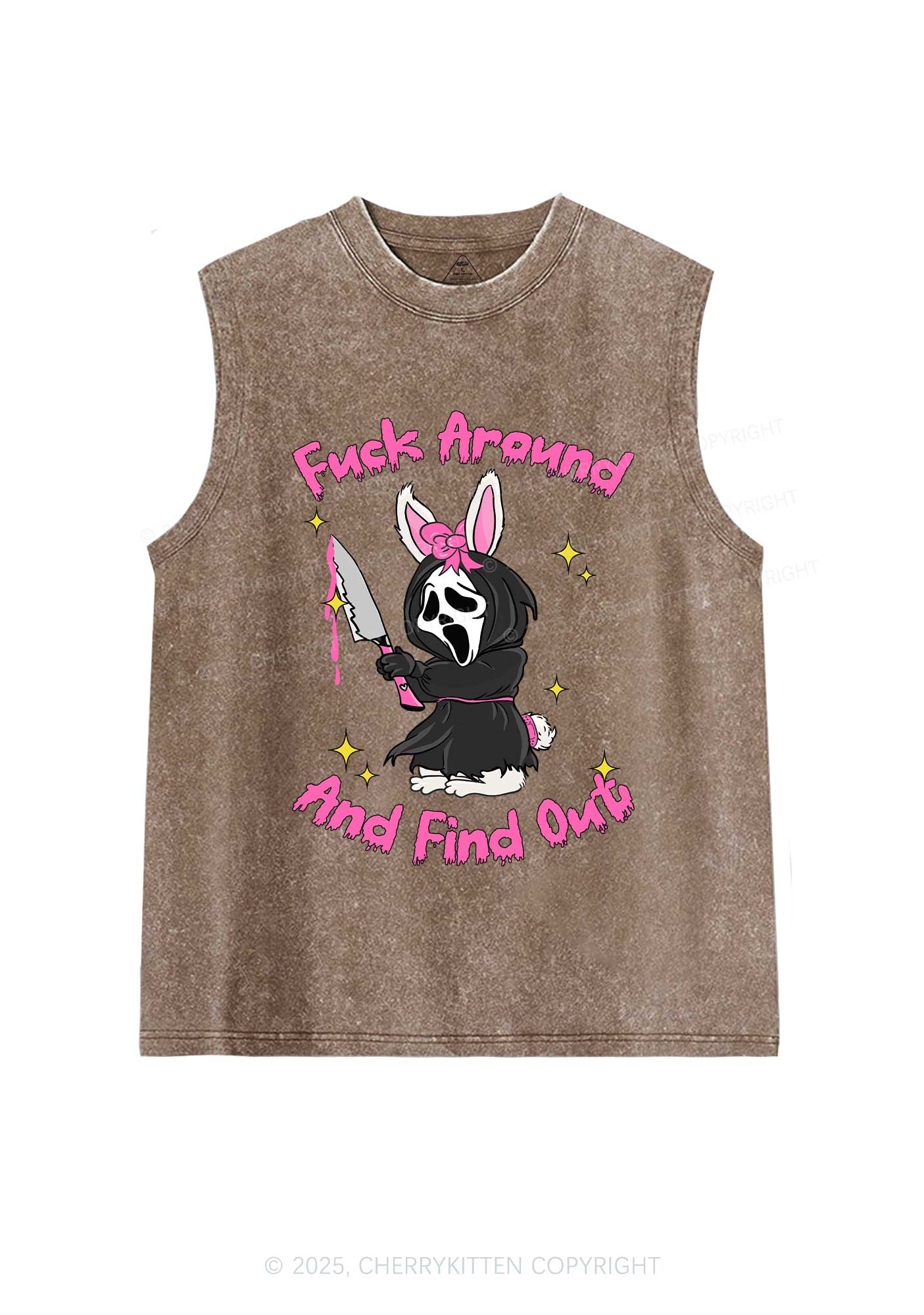 Halloween Fxxk Around Find Out Y2K Washed Muscle Tank Cherrykitten