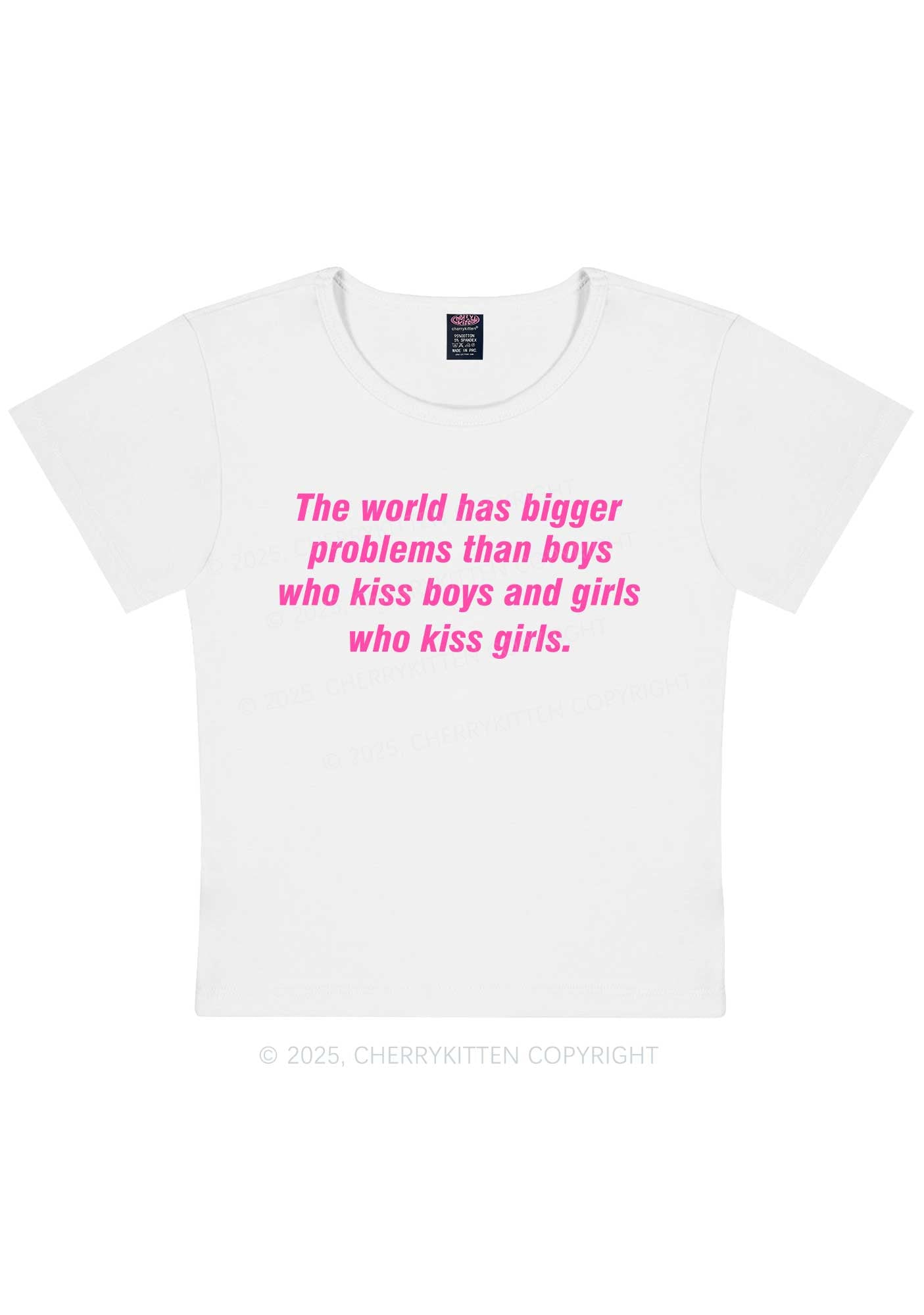 Who Kiss Girls Pride Y2K Baby Tee Cherrykitten