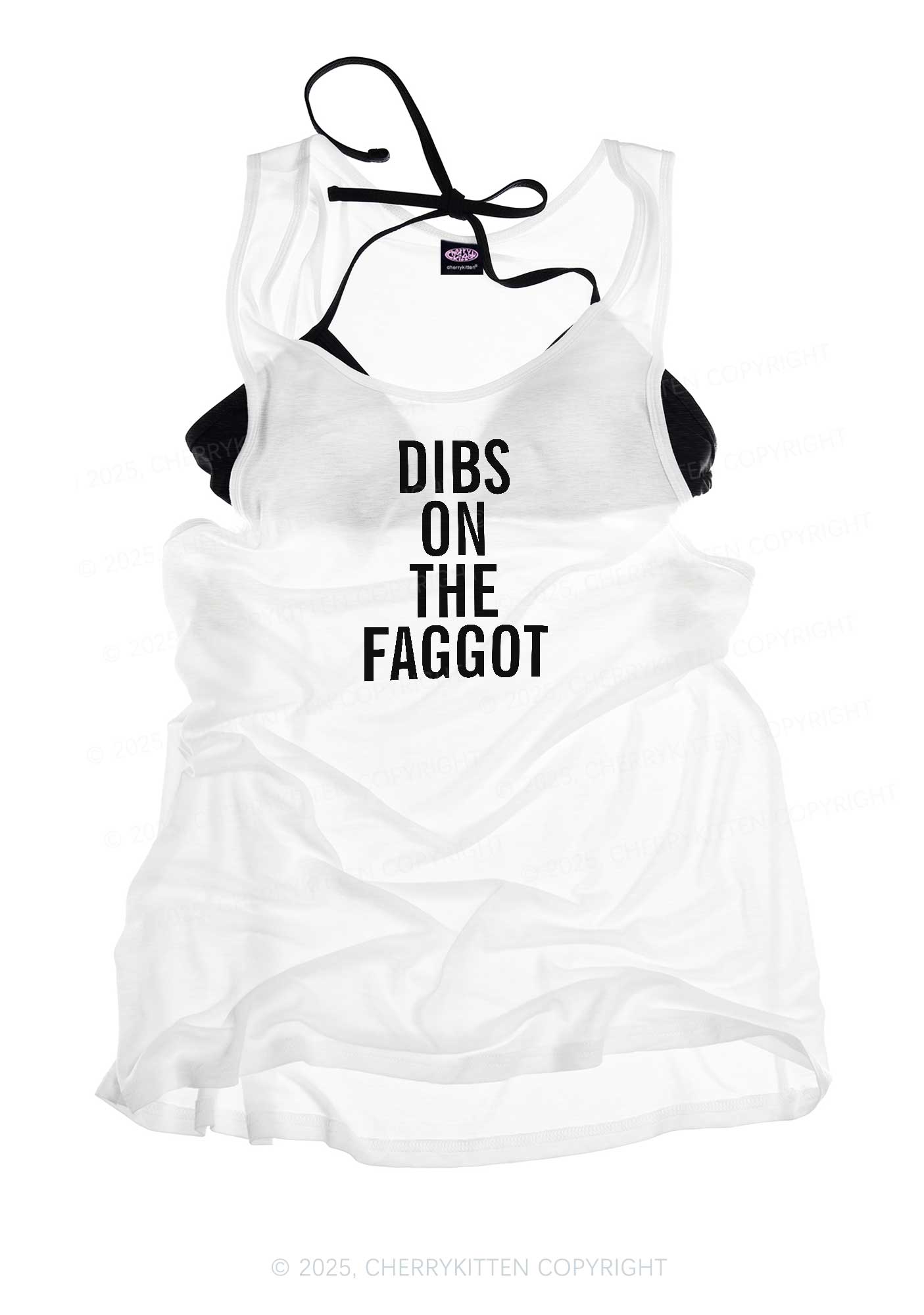 Dibs On The Faggot Pride Y2K Sheer Boyfriend Tank Cherrykitten