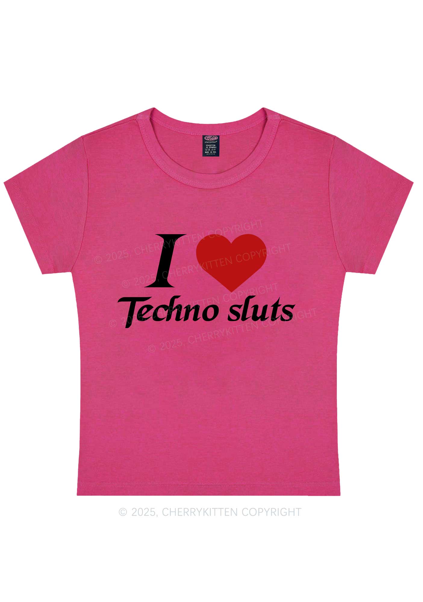 I Love Techno Slxts Y2K Baby Tee Cherrykitten
