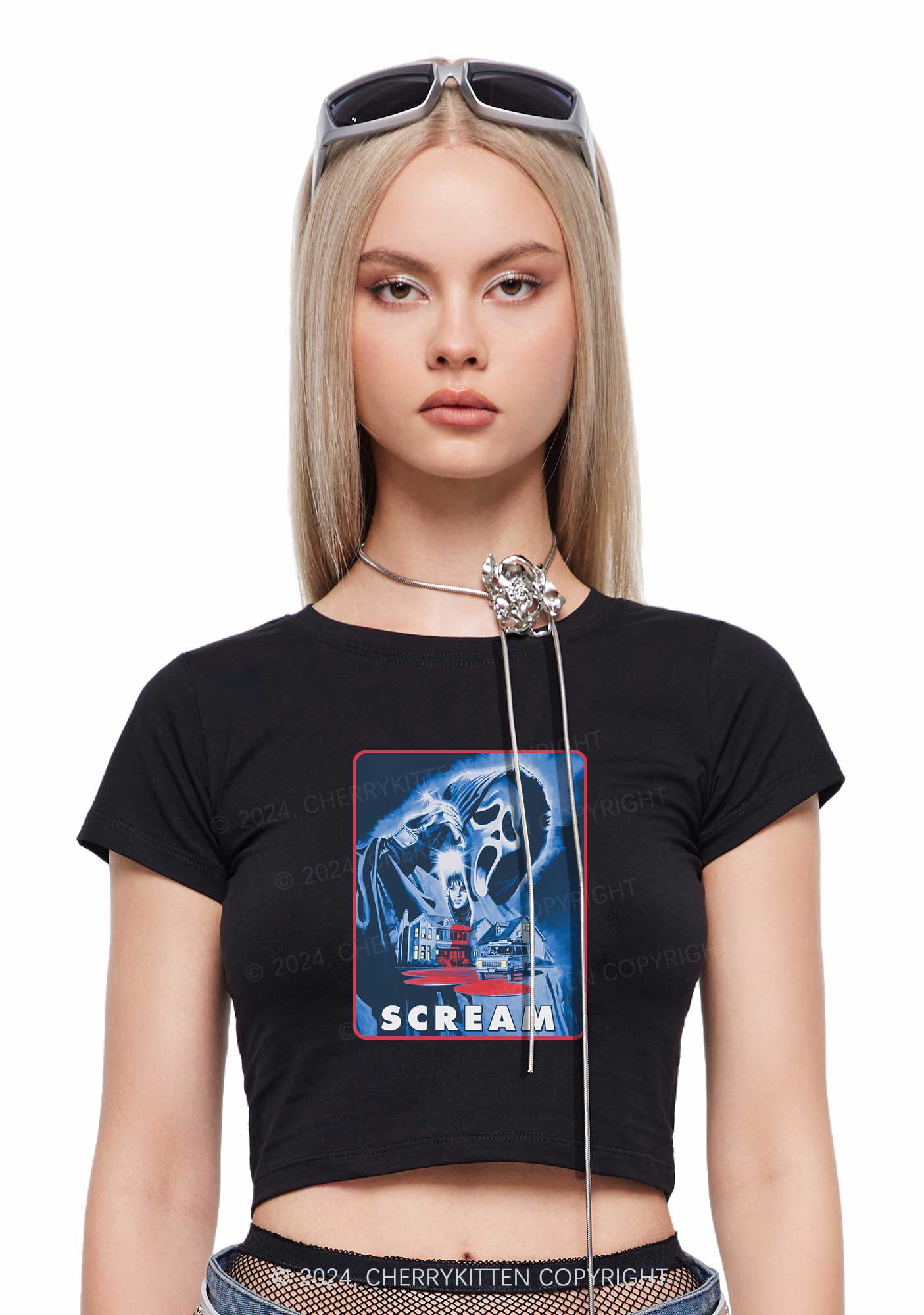 Scream Halloween Y2K Baby Tee Cherrykitten