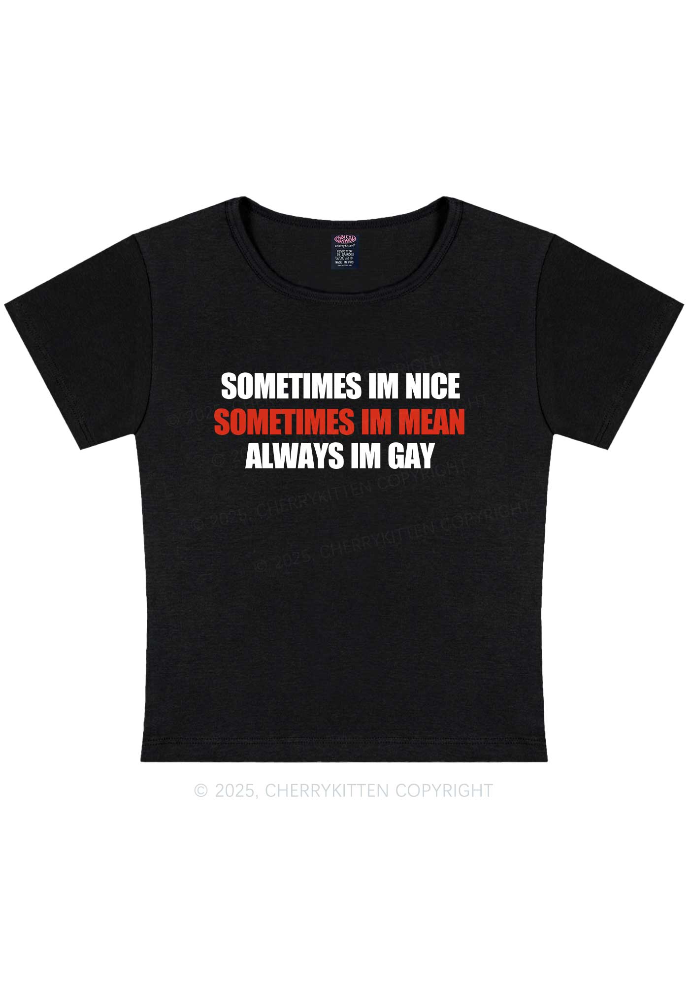 Sometimes Im Mean Y2K Baby Tee Cherrykitten