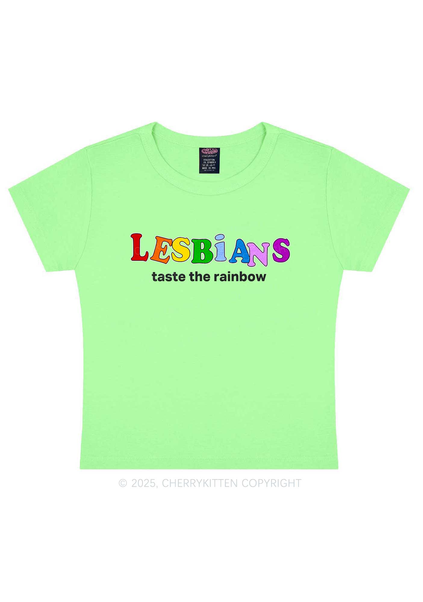 Lesbians Taste The Rainbow Y2K Baby Tee Cherrykitten