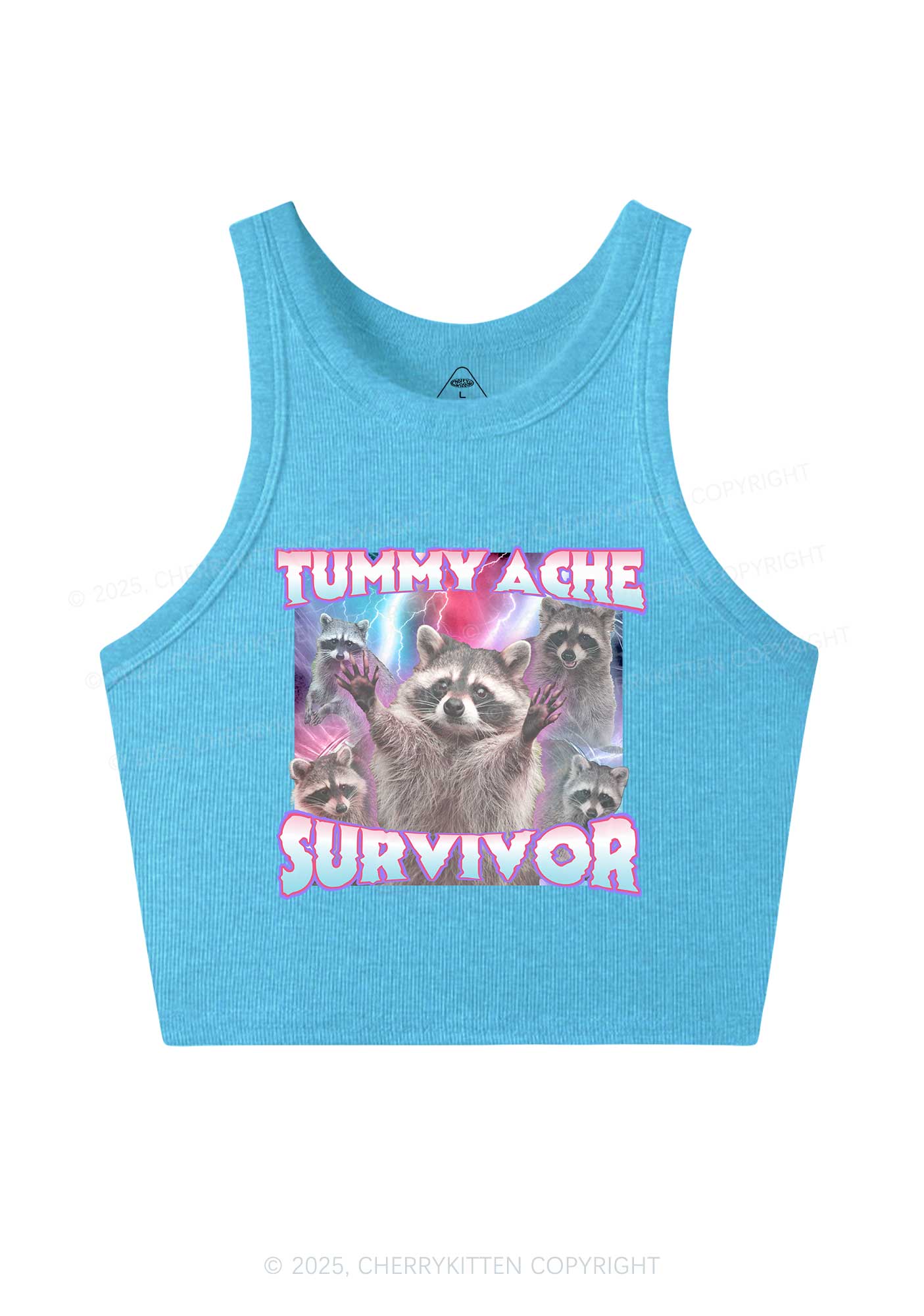 Tummy Ache Survivor Raccoon Y2K Crop Tank Top Cherrykitten