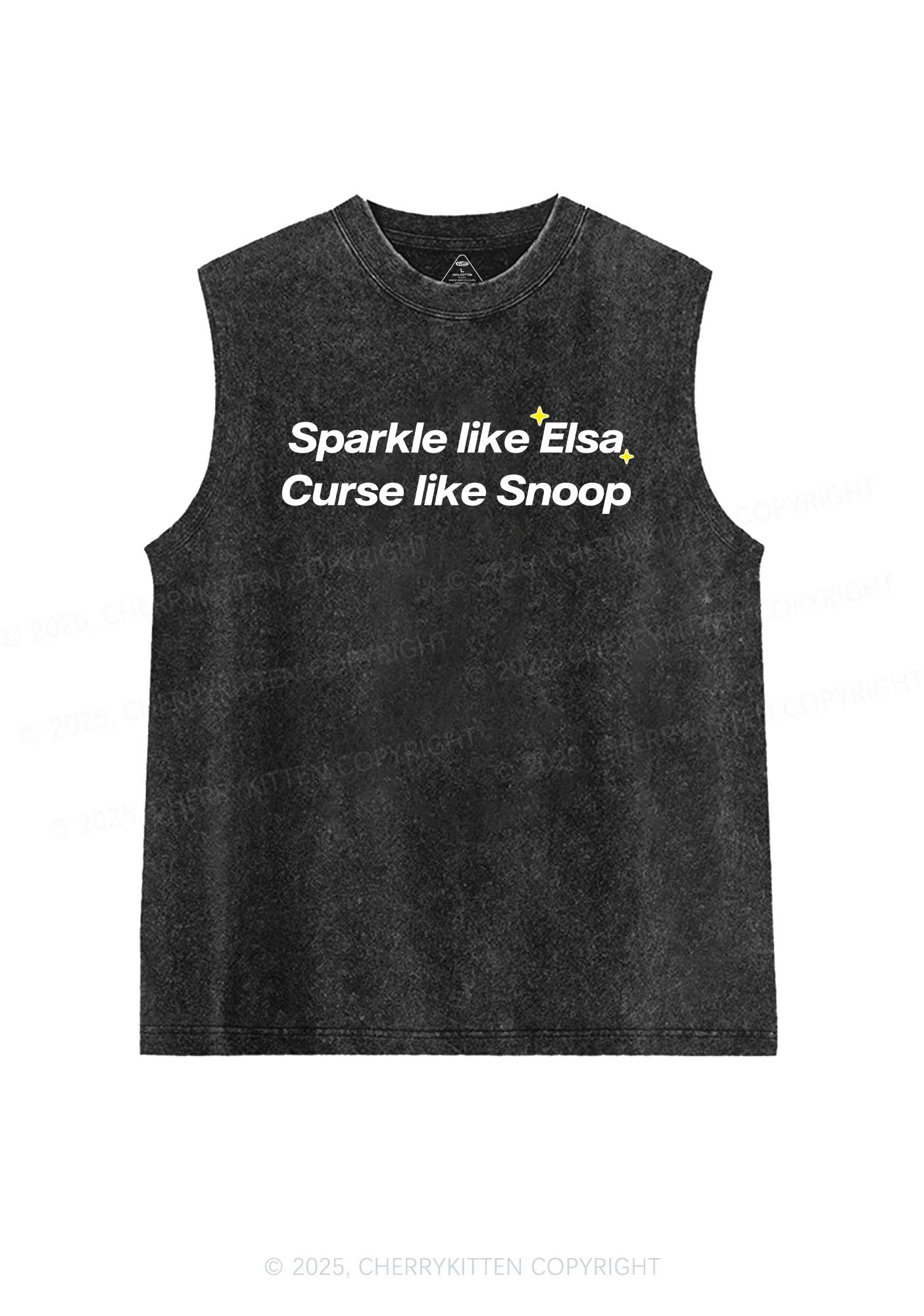 Sparkle Like Princess Y2K Washed Muscle Tank Cherrykitten