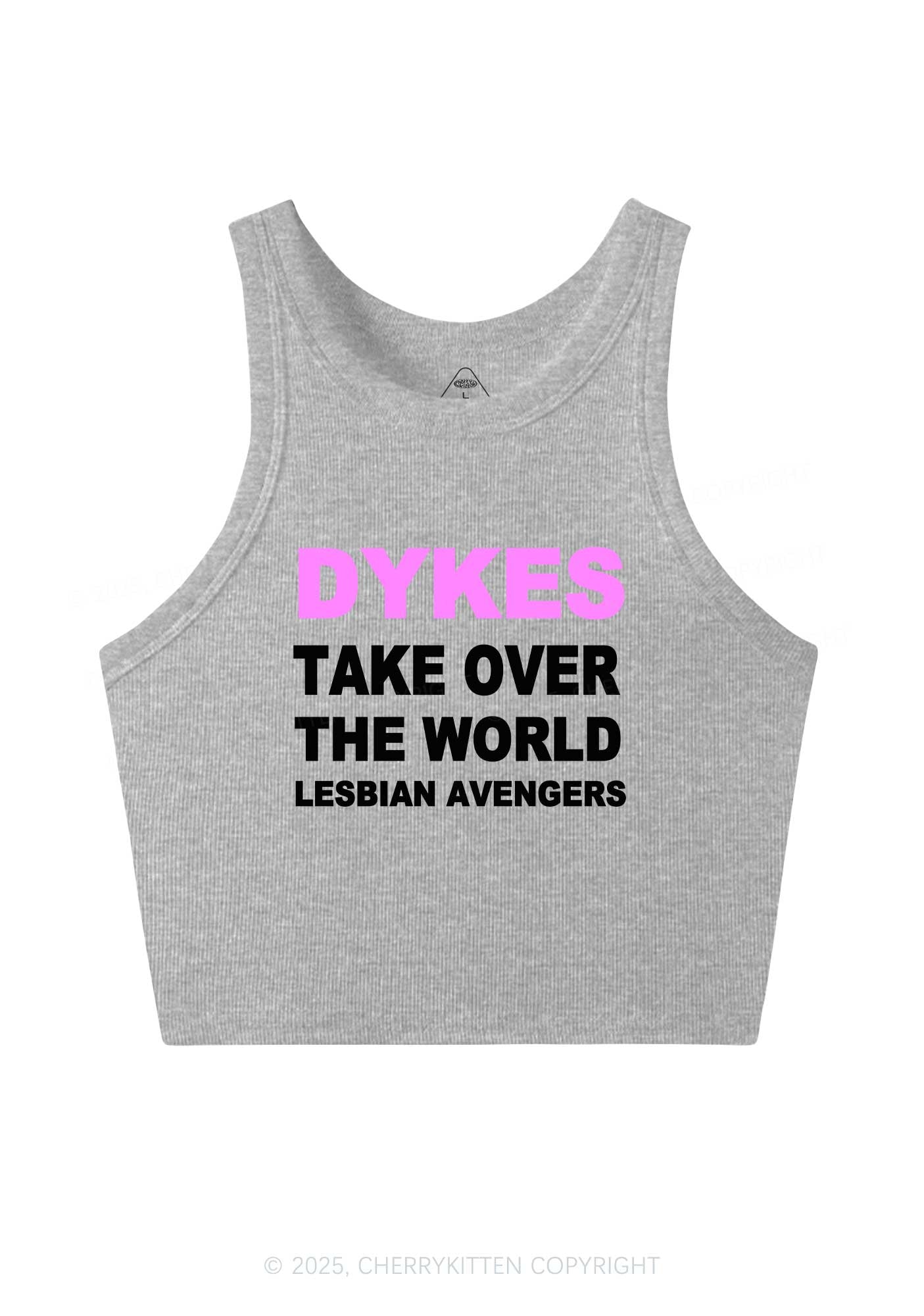 Dyke Take Over The World Y2K Crop Tank Top Cherrykitten