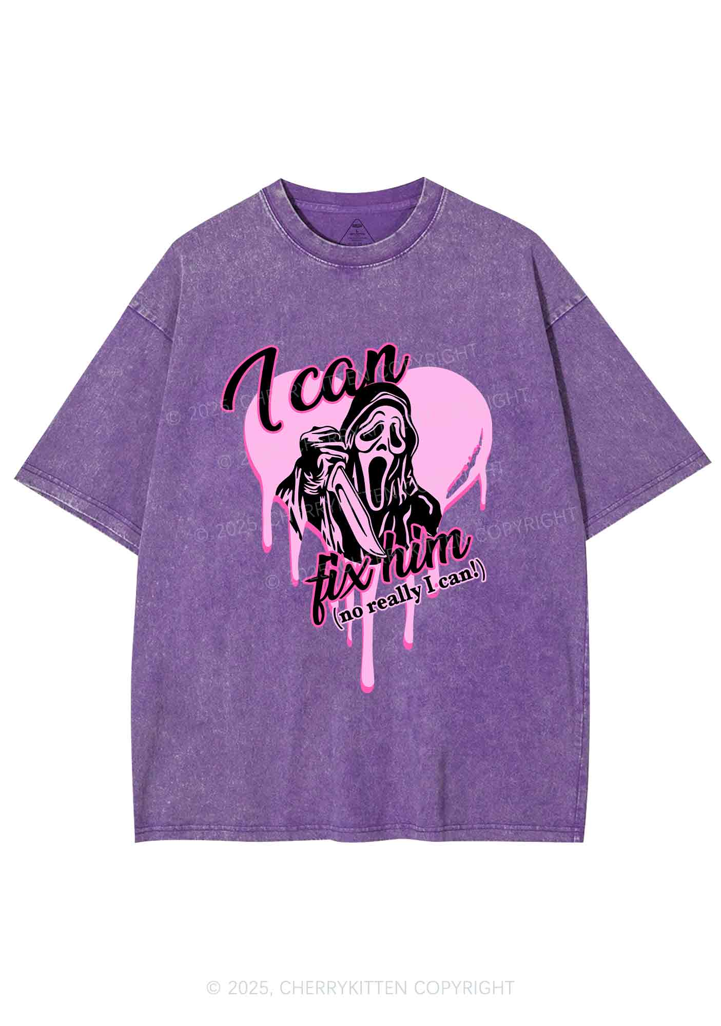 Halloween Ghost Fix Him Y2K Washed Tee Cherrykitten