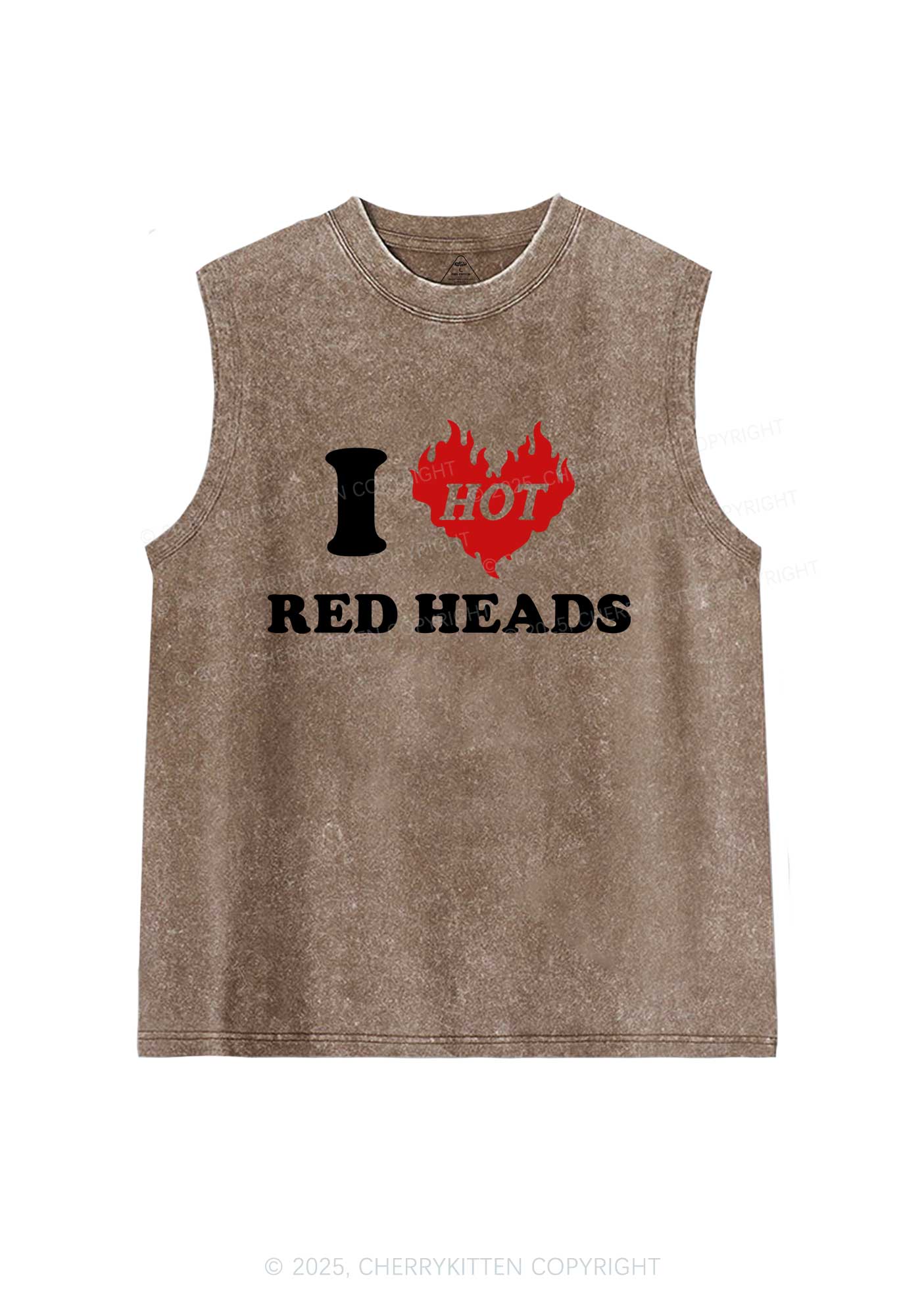I Love Hot Red Heads Y2K Washed Muscle Tank Cherrykitten