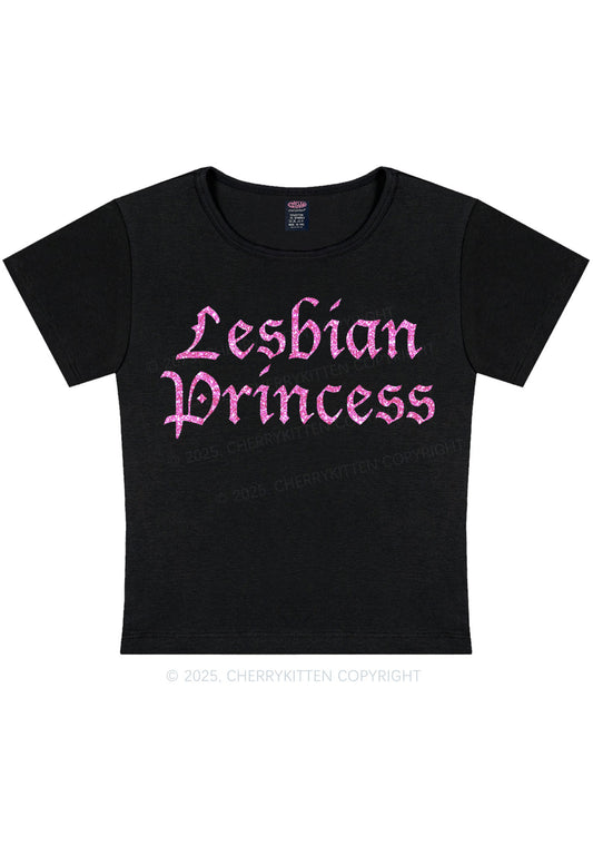 Glitter Lesbian Princess Y2K Baby Tee Cherrykitten