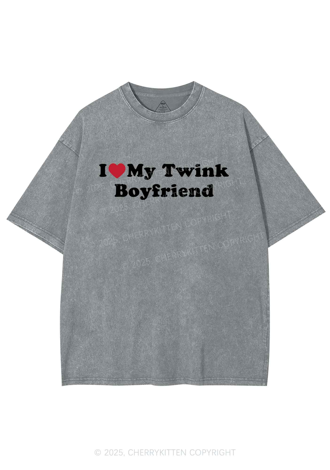 I Love My Twink BF Pride Y2K Shirts Washed Tee Cherrykitten