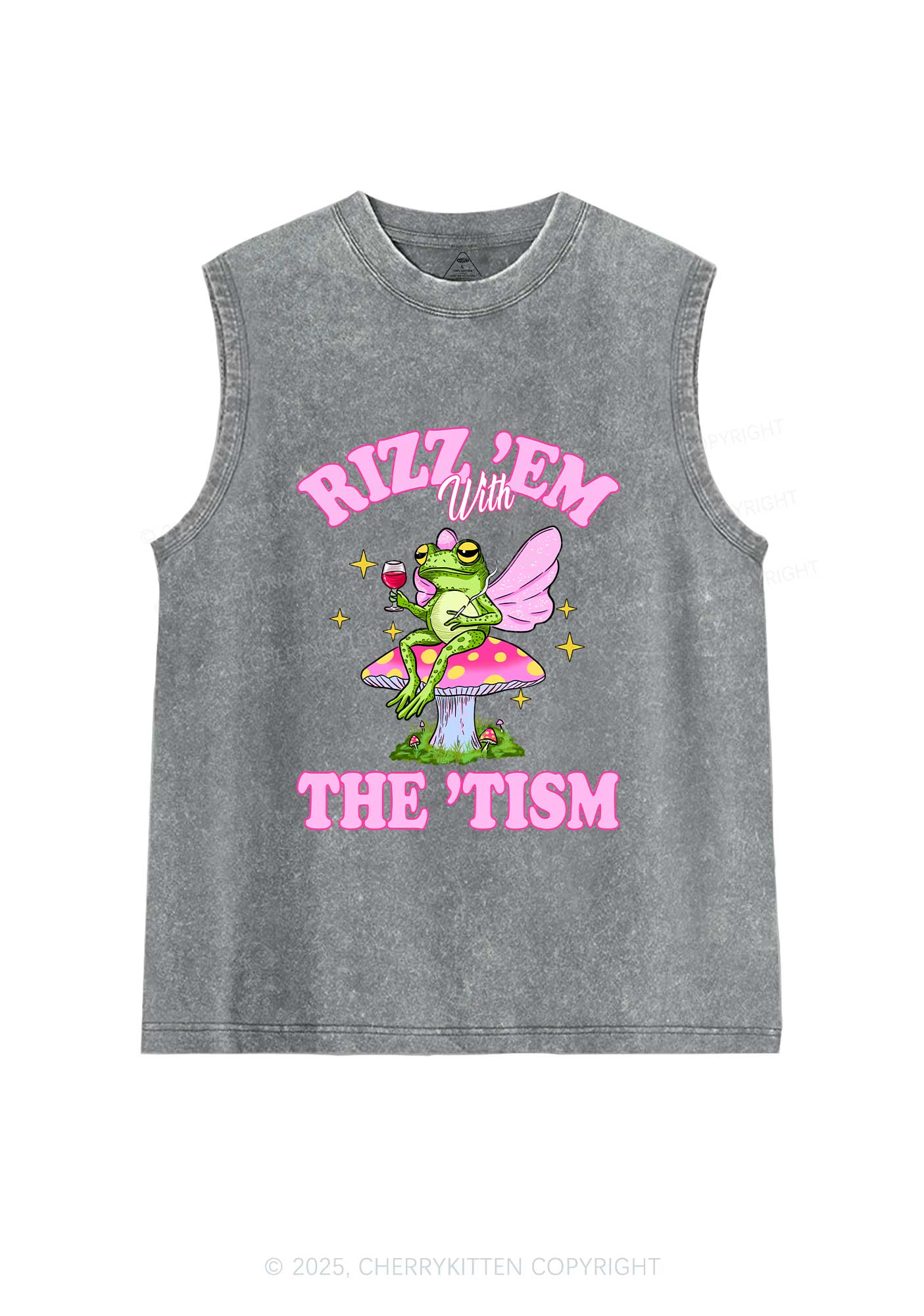 Fairy Frog Rizz Tism Y2K Washed Muscle Tank Cherrykitten
