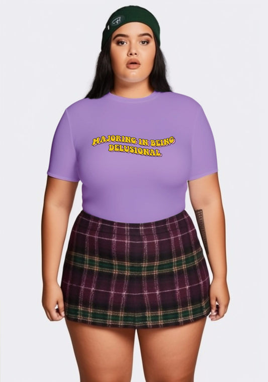 Curvy Majoring In Being Delusional Baby Tee