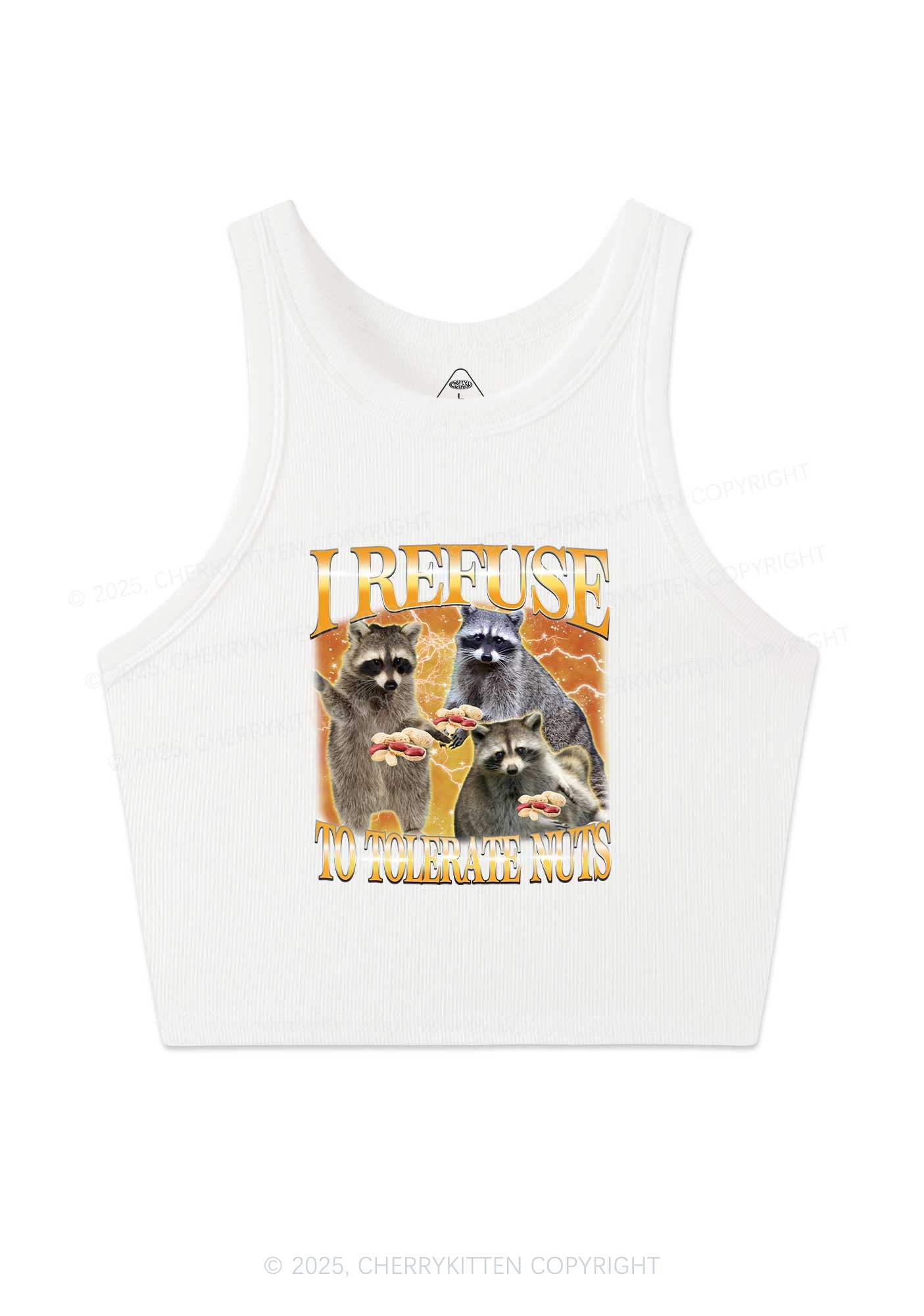 Retro Raccoon Nuts Y2K Crop Tank Top Cherrykitten