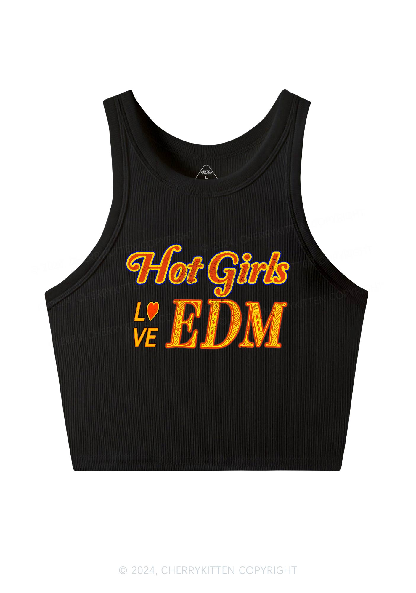Hot Girls Love Edm Y2K Crop Tank Top Cherrykitten