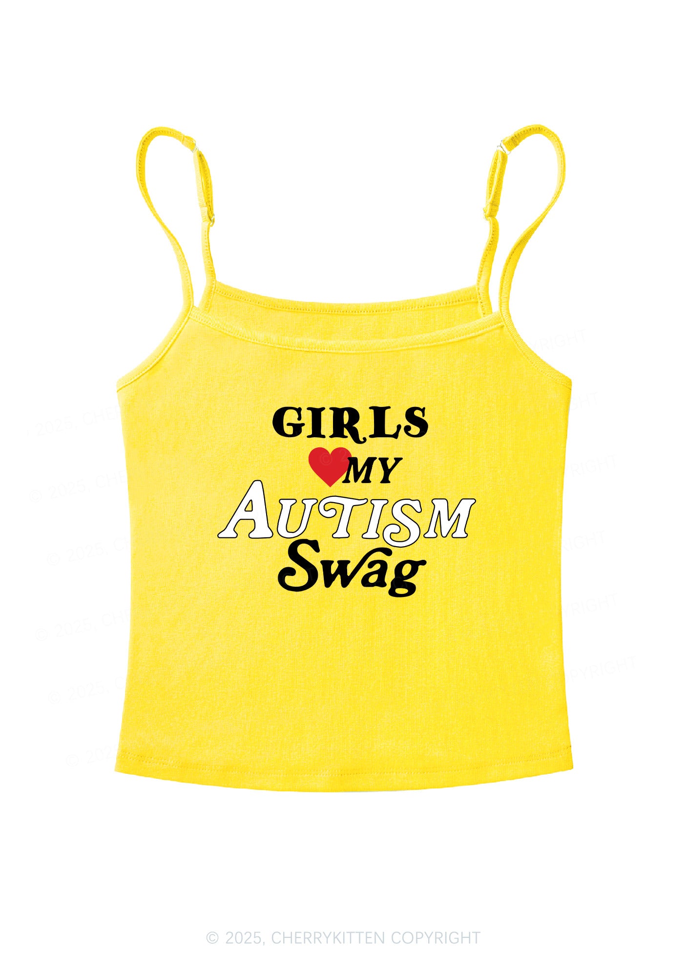 Girls Love Autism Swag Y2K Spaghetti Strap Cami Cherrykitten