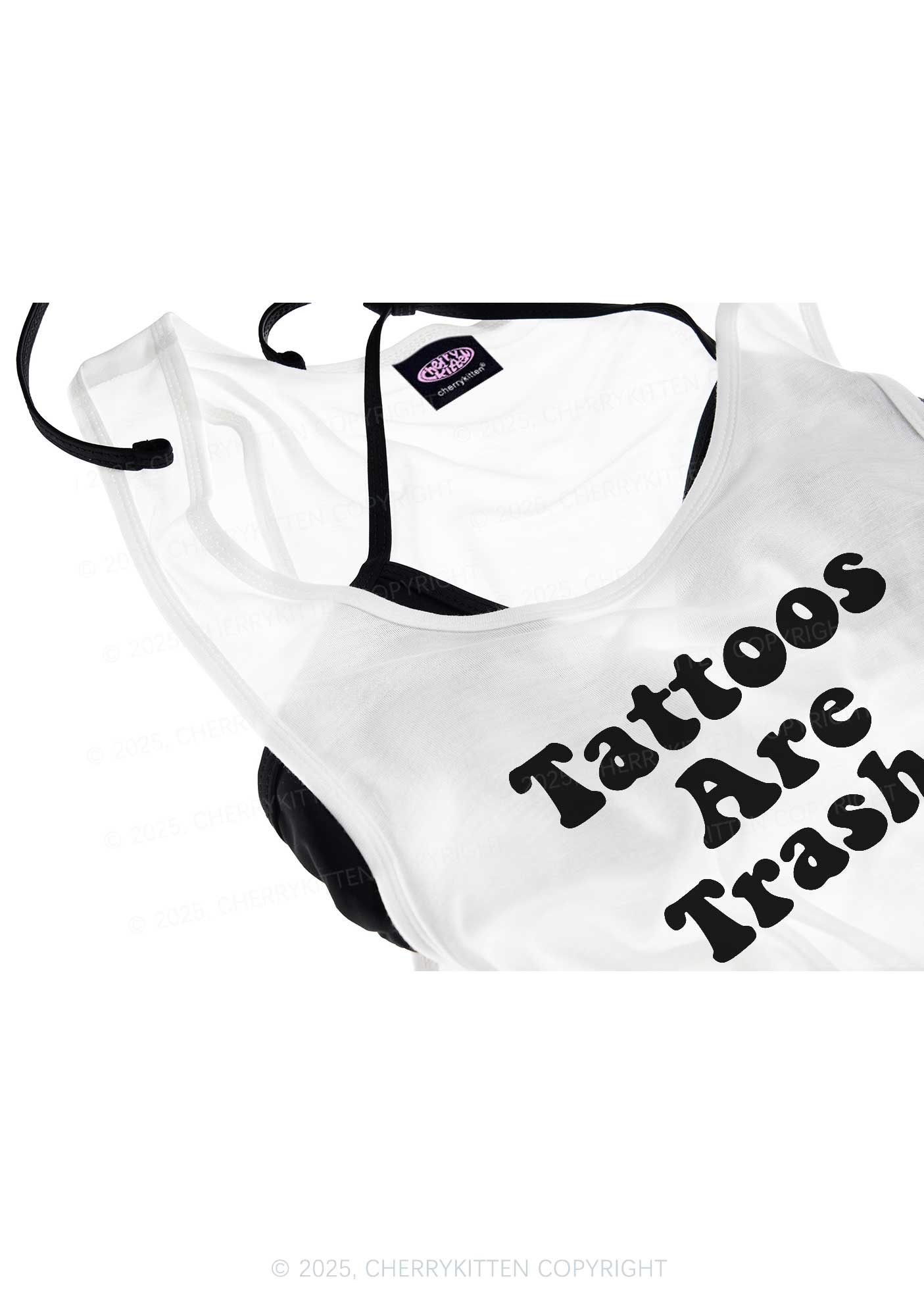 Tattoos Are Trashy Y2K Sheer Boyfriend Tank Cherrykitten