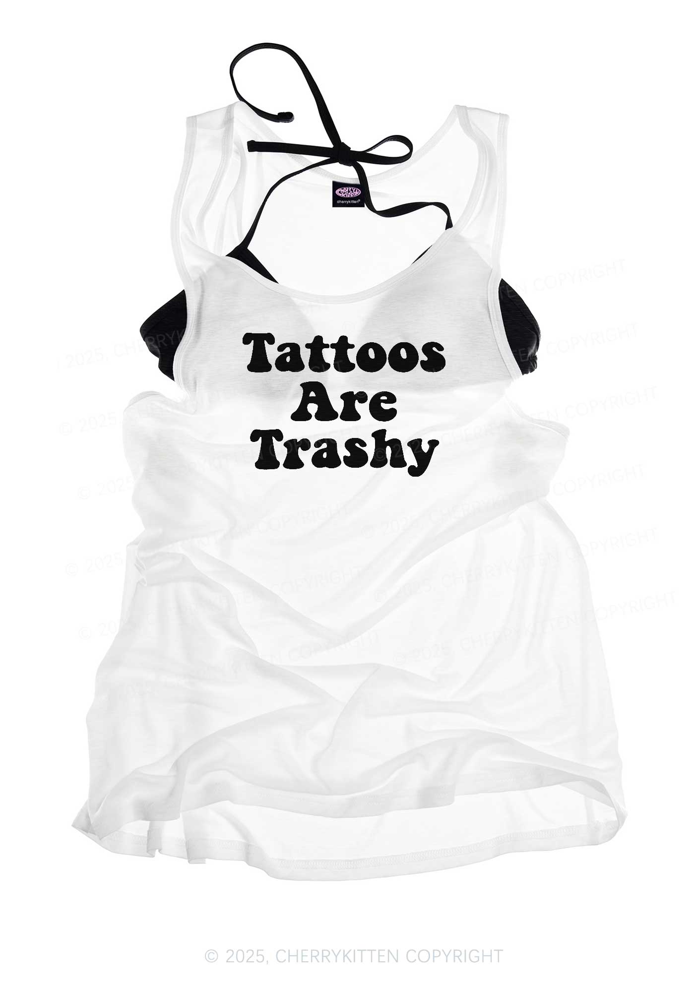 Tattoos Are Trashy Y2K Sheer Boyfriend Tank Cherrykitten