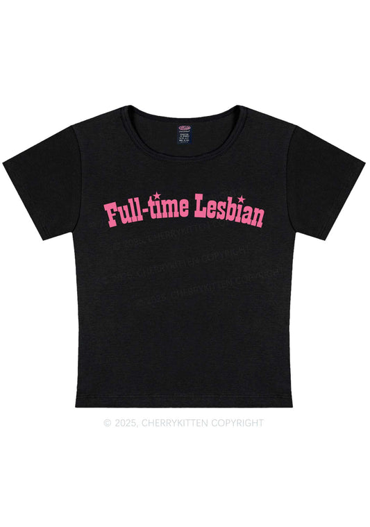 Full Time Lesbian Pride Y2K Baby Tee Cherrykitten