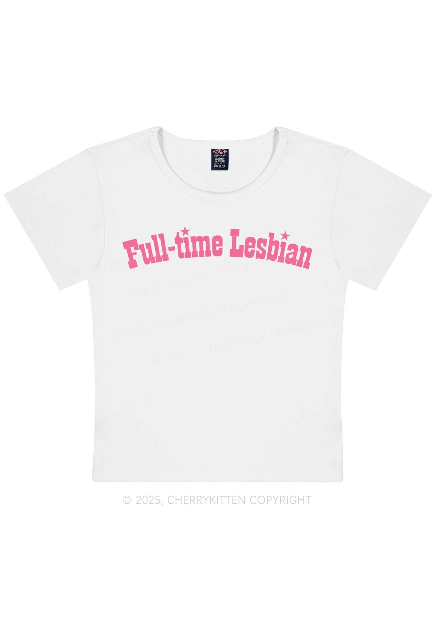 Full Time Lesbian Pride Y2K Baby Tee Cherrykitten
