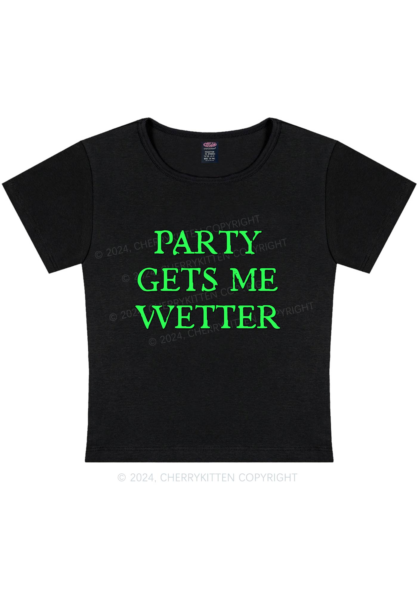 Curvy Party Gets Me Wetter Y2K Baby Tee Cherrykitten