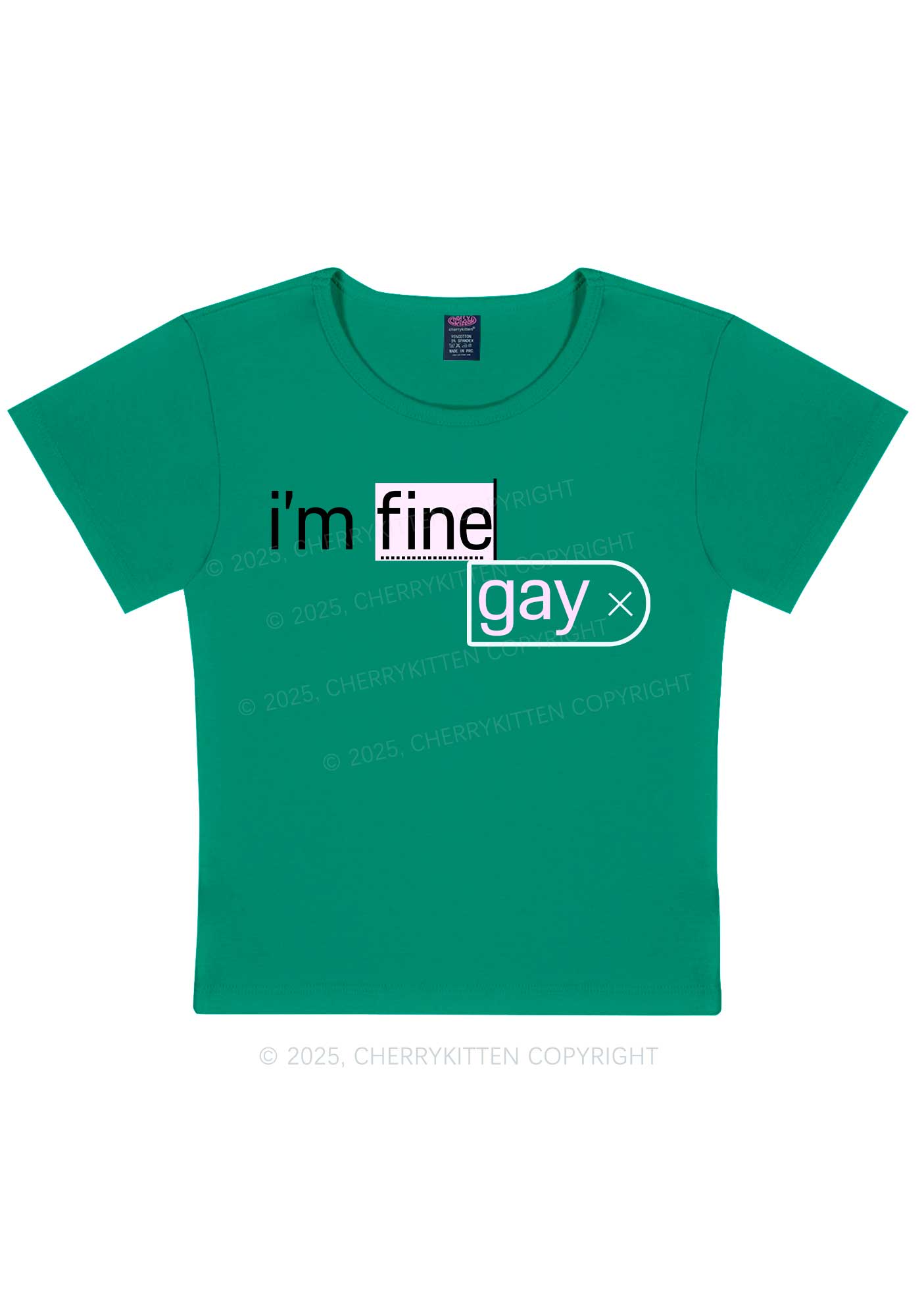 Im Fine Gay Pride Y2K Baby Tee Cherrykitten