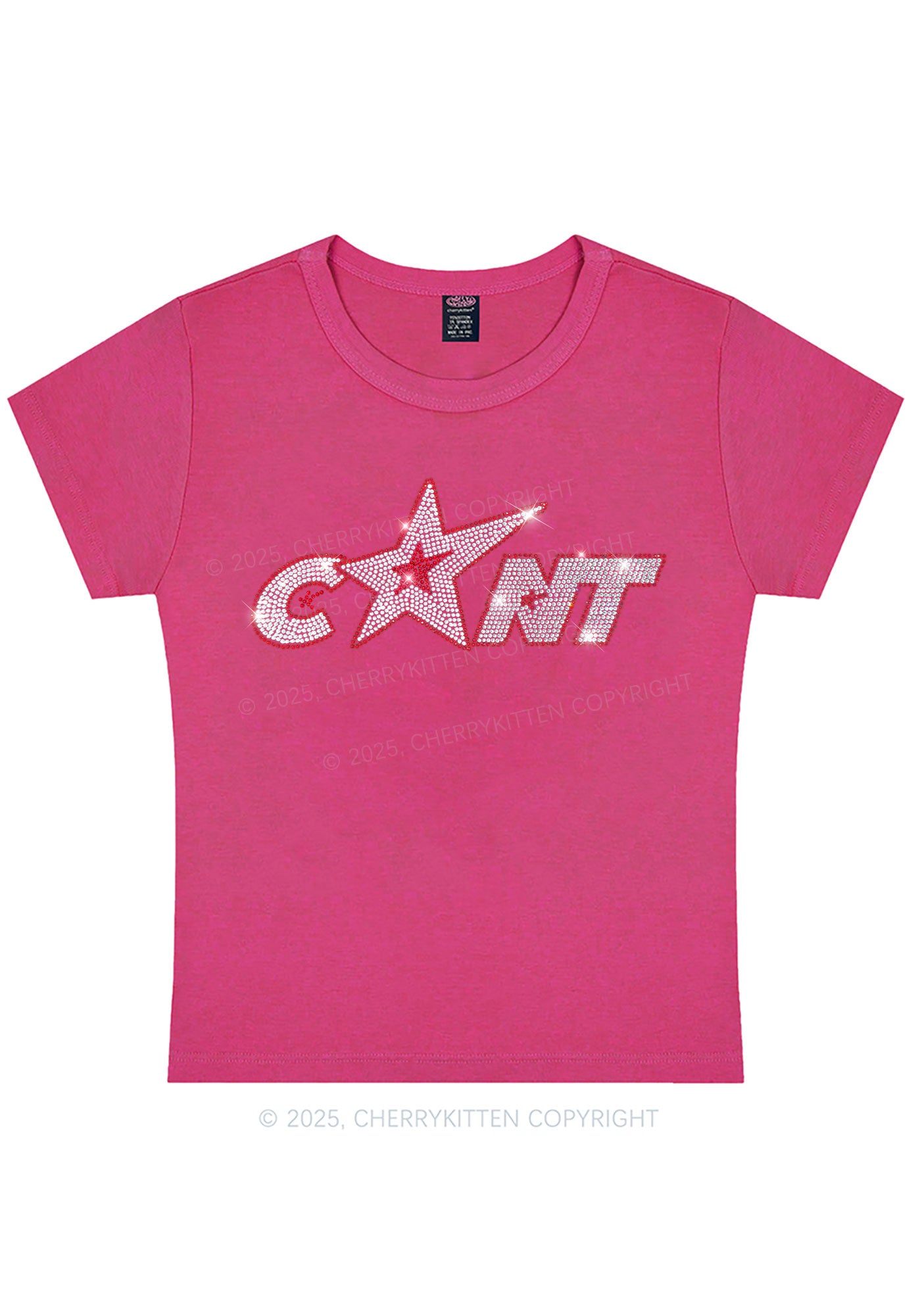Rhinestone Star Cxxt Y2K Baby Tee Cherrykitten