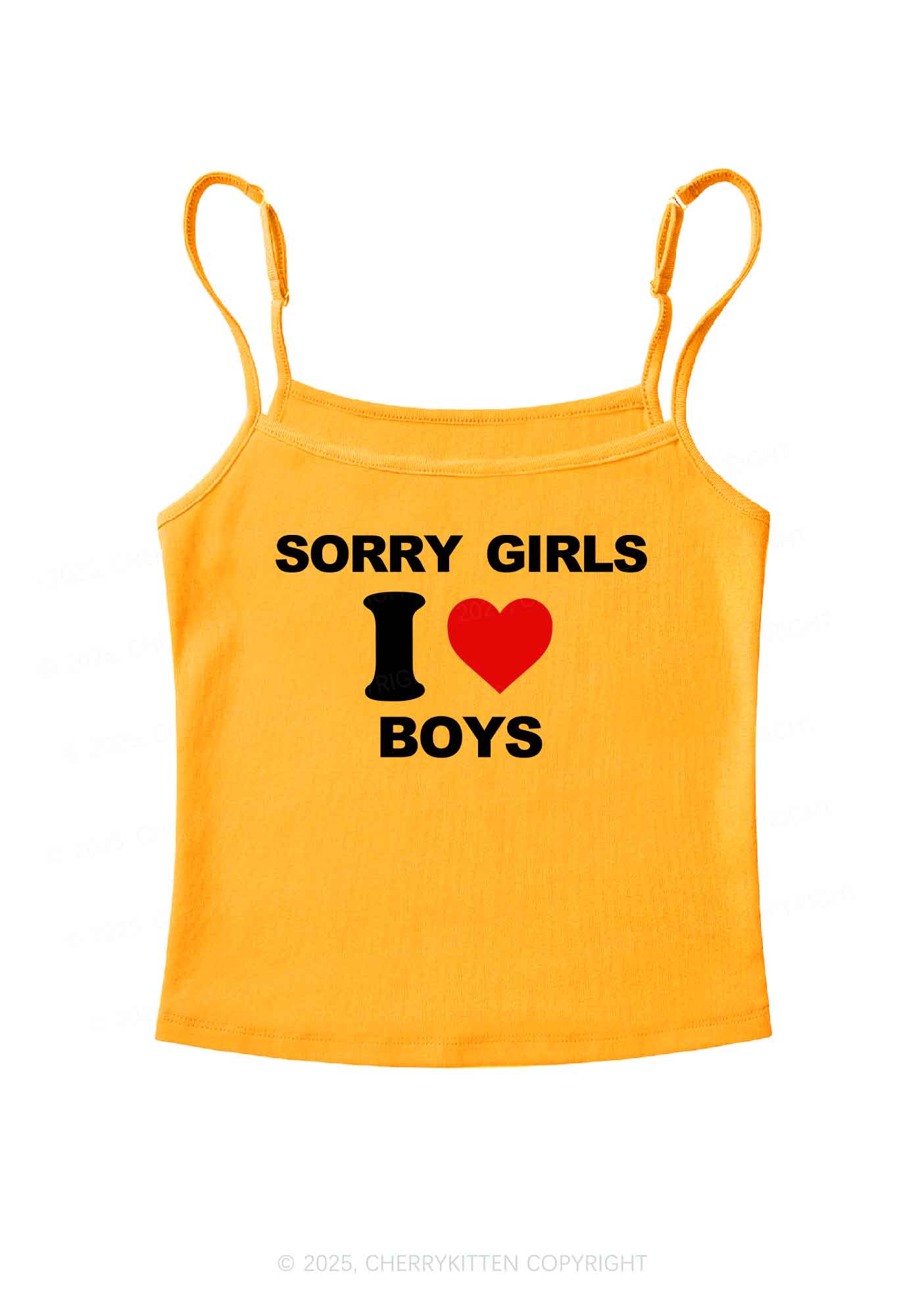 Sorry Girls I Love Boys Pride Y2K Spaghetti Strap Cami Cherrykitten