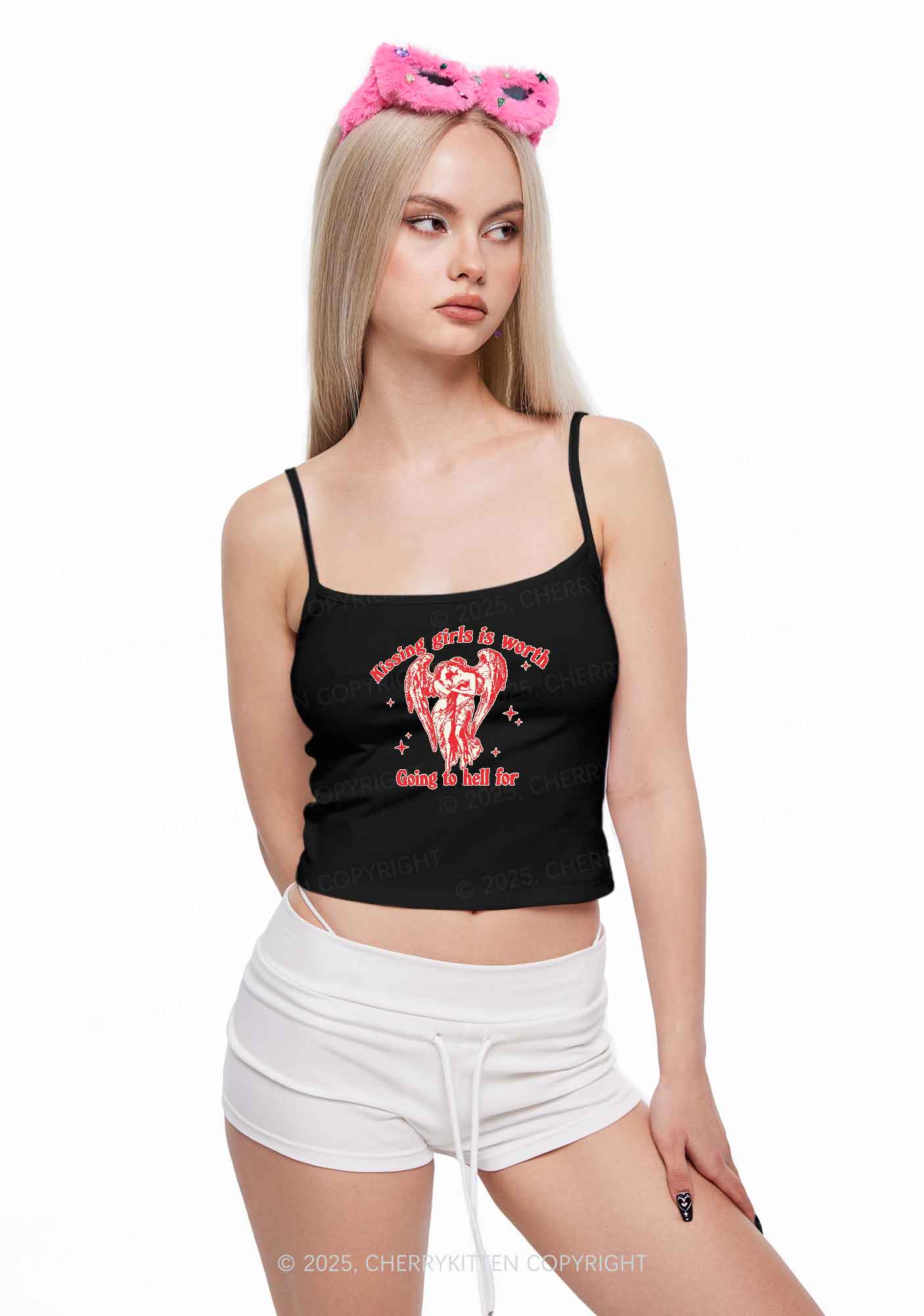 Kissing Girls To Hell Pride Y2K Spaghetti Strap Cami Cherrykitten