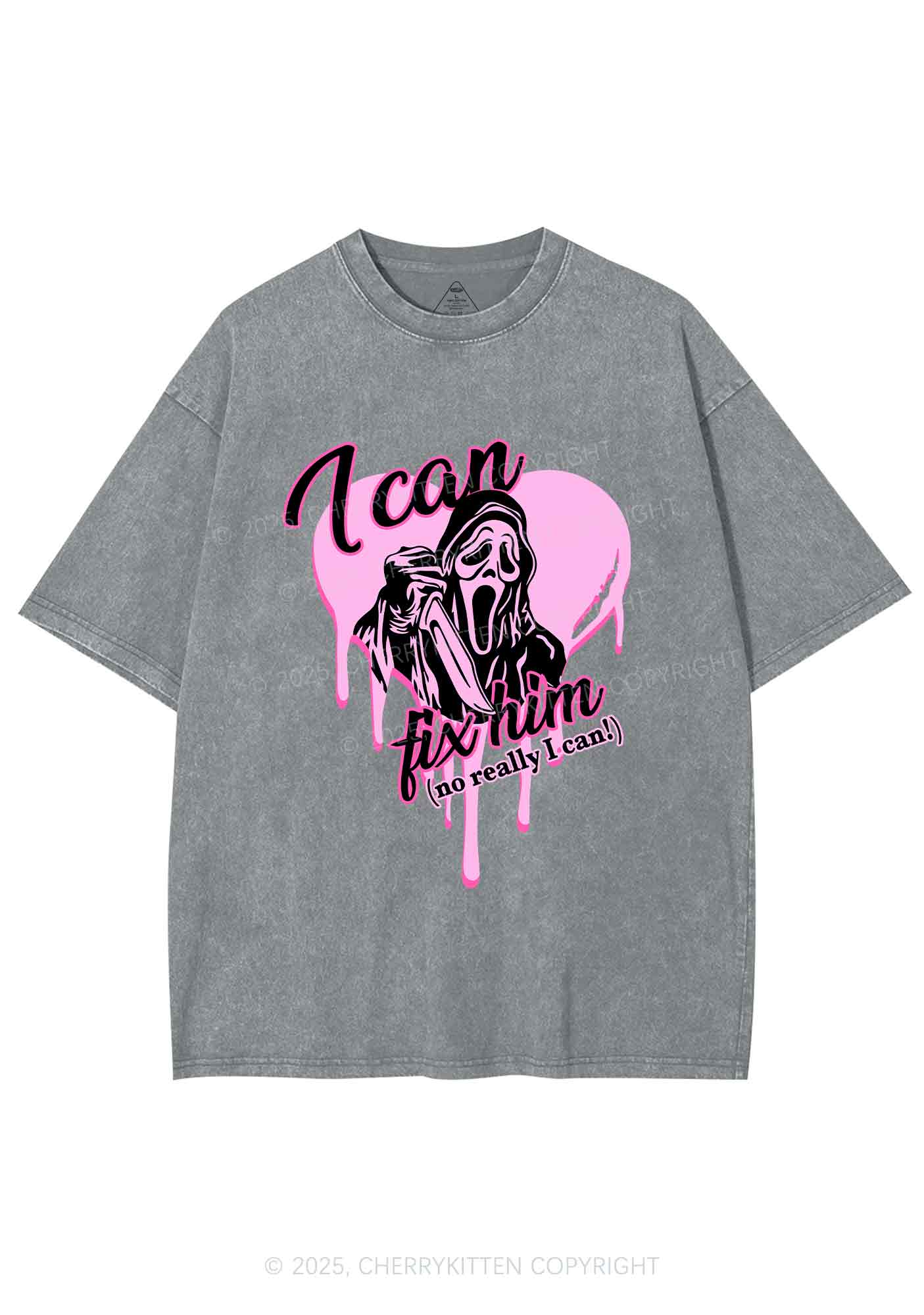Halloween Ghost Fix Him Y2K Washed Tee Cherrykitten