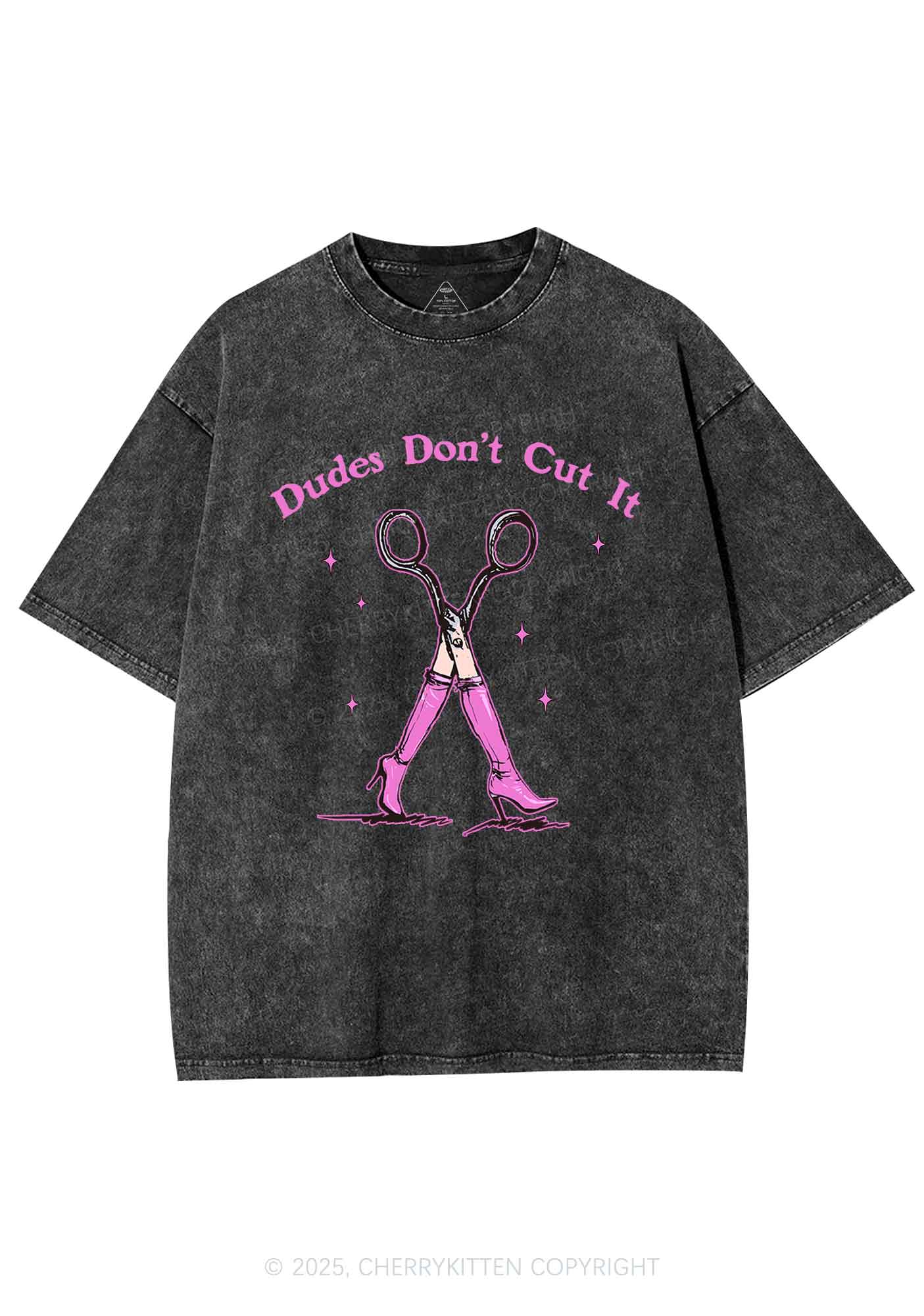 Dudes Dont Cut It Y2K Shirts Washed Tee Cherrykitten