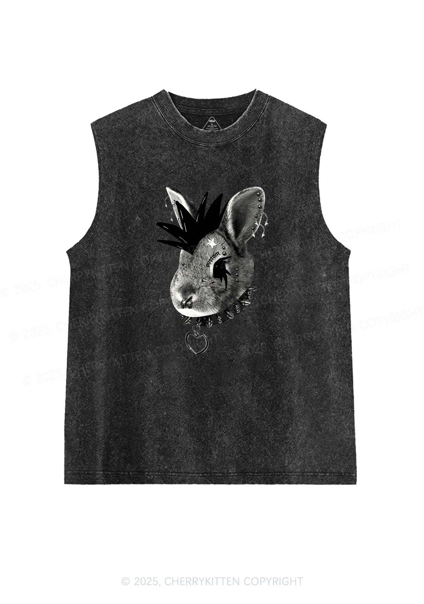 Custom Punk Pet Y2K Washed Muscle Tank Cherrykitten