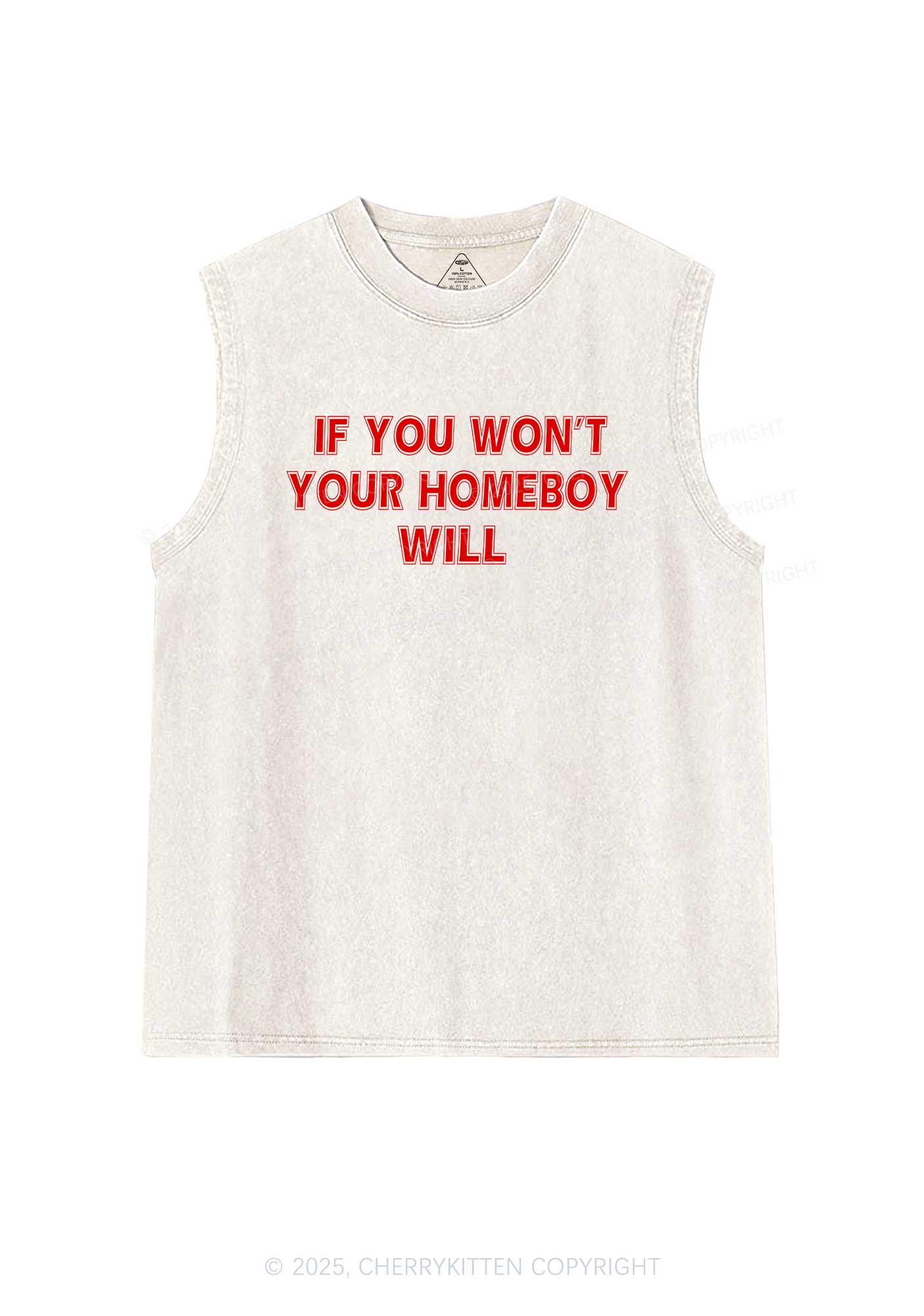 Your Homeboy Will Y2K Washed Tank Cherrykitten