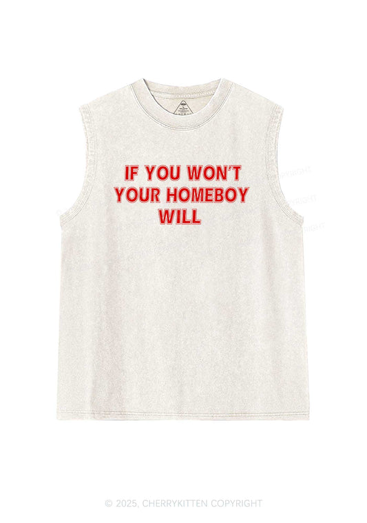 Your Homeboy Will Y2K Washed Tank Cherrykitten