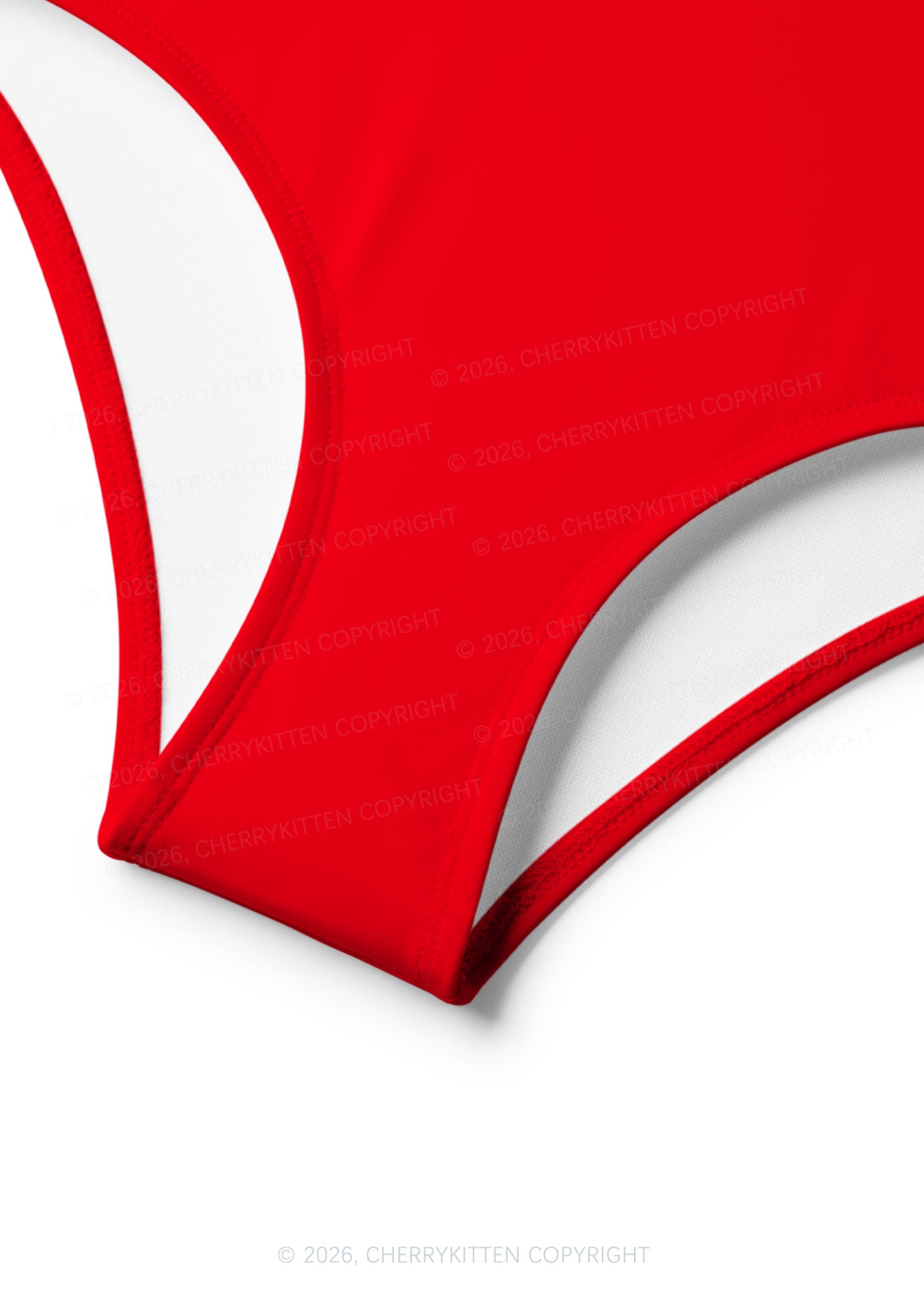 Red Plain Y2K Print Bikini Set Cherrykitten