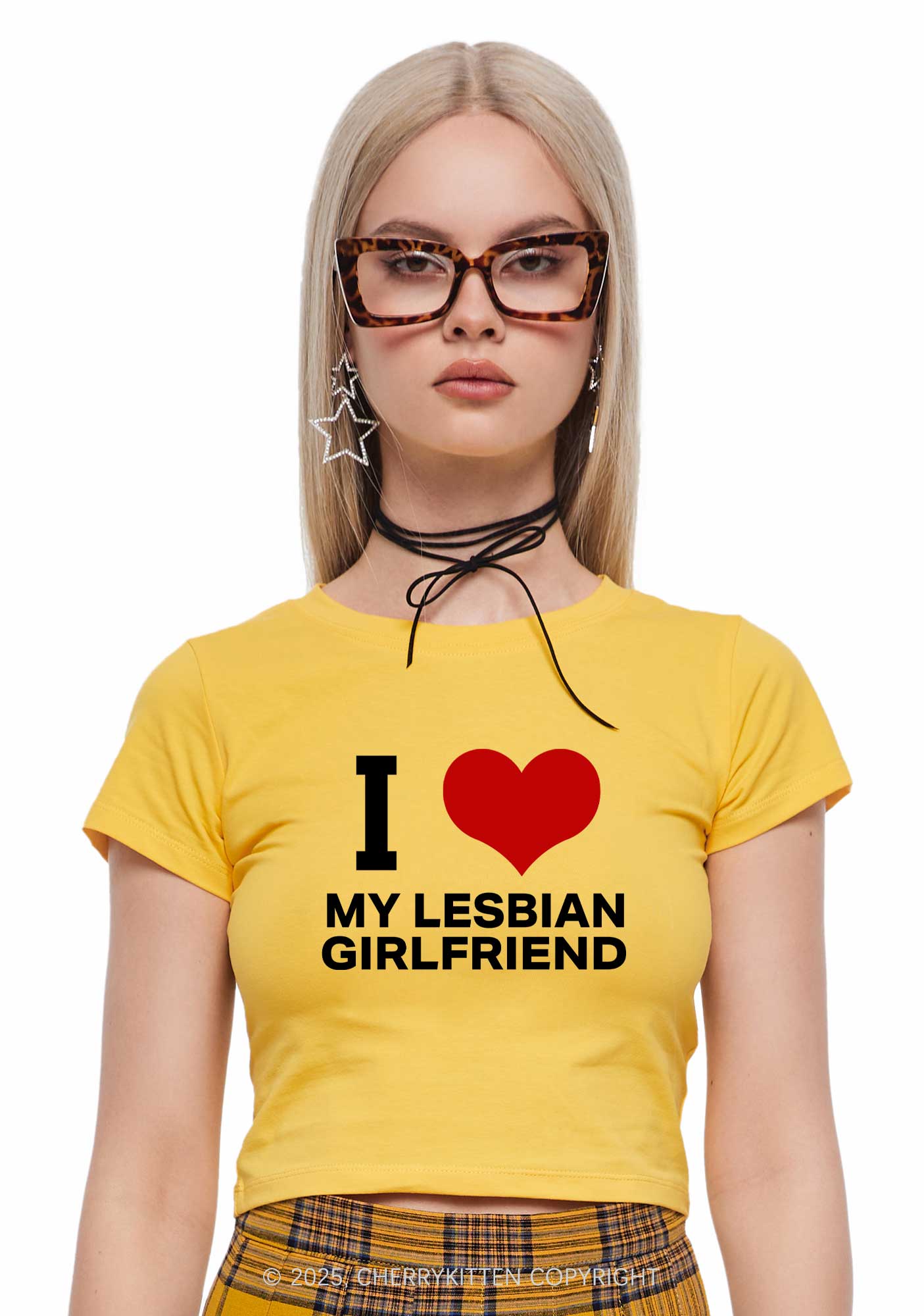 I Love My Lesbian GF Y2K Baby Tee Cherrykitten