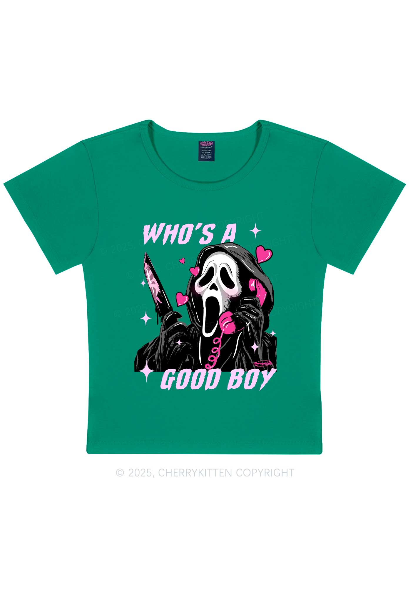 Halloween Ghost Good Boy Y2K Baby Tee Cherrykitten