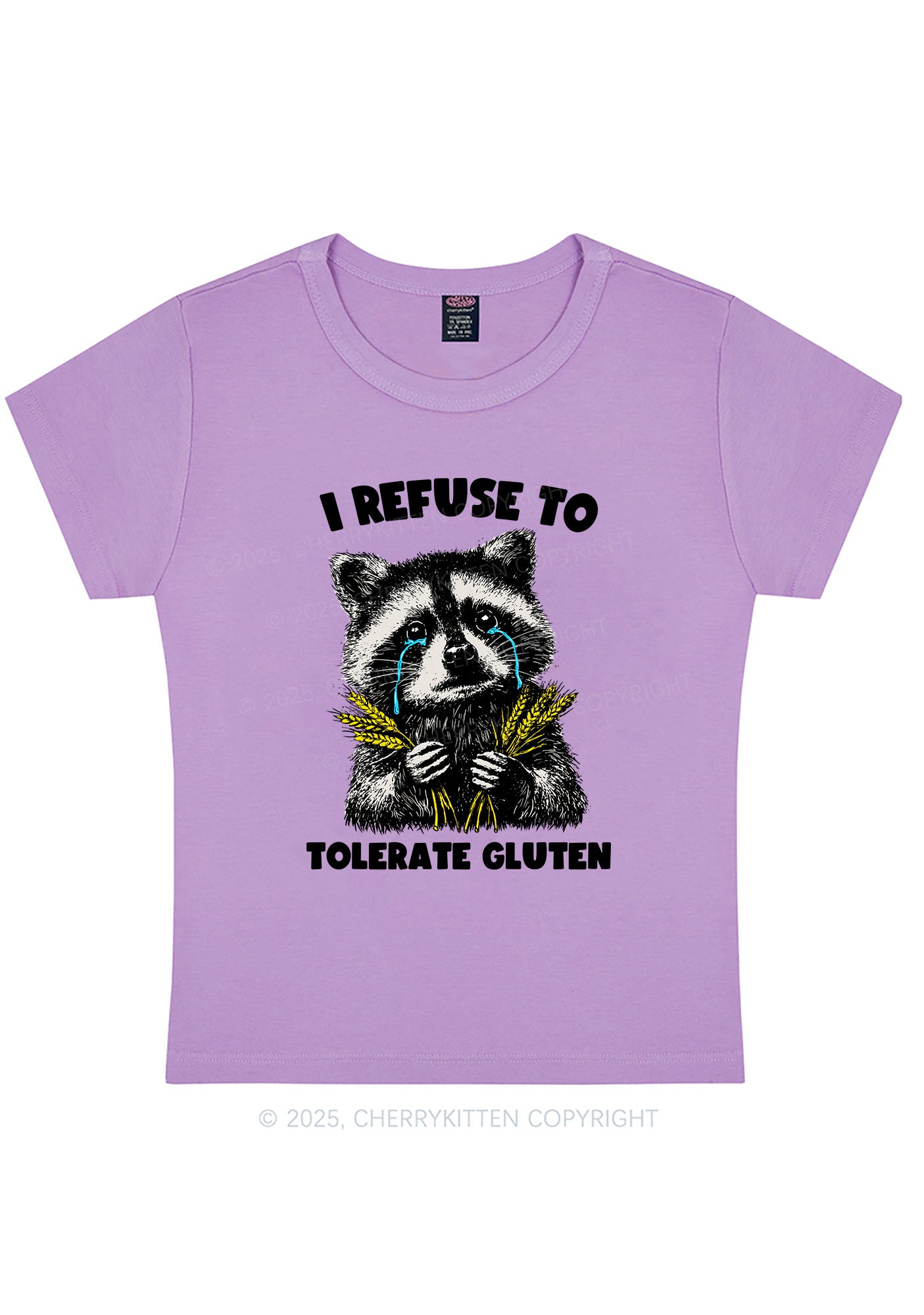 Refuse To Tolerate Gluten Y2K Baby Tee Cherrykitten