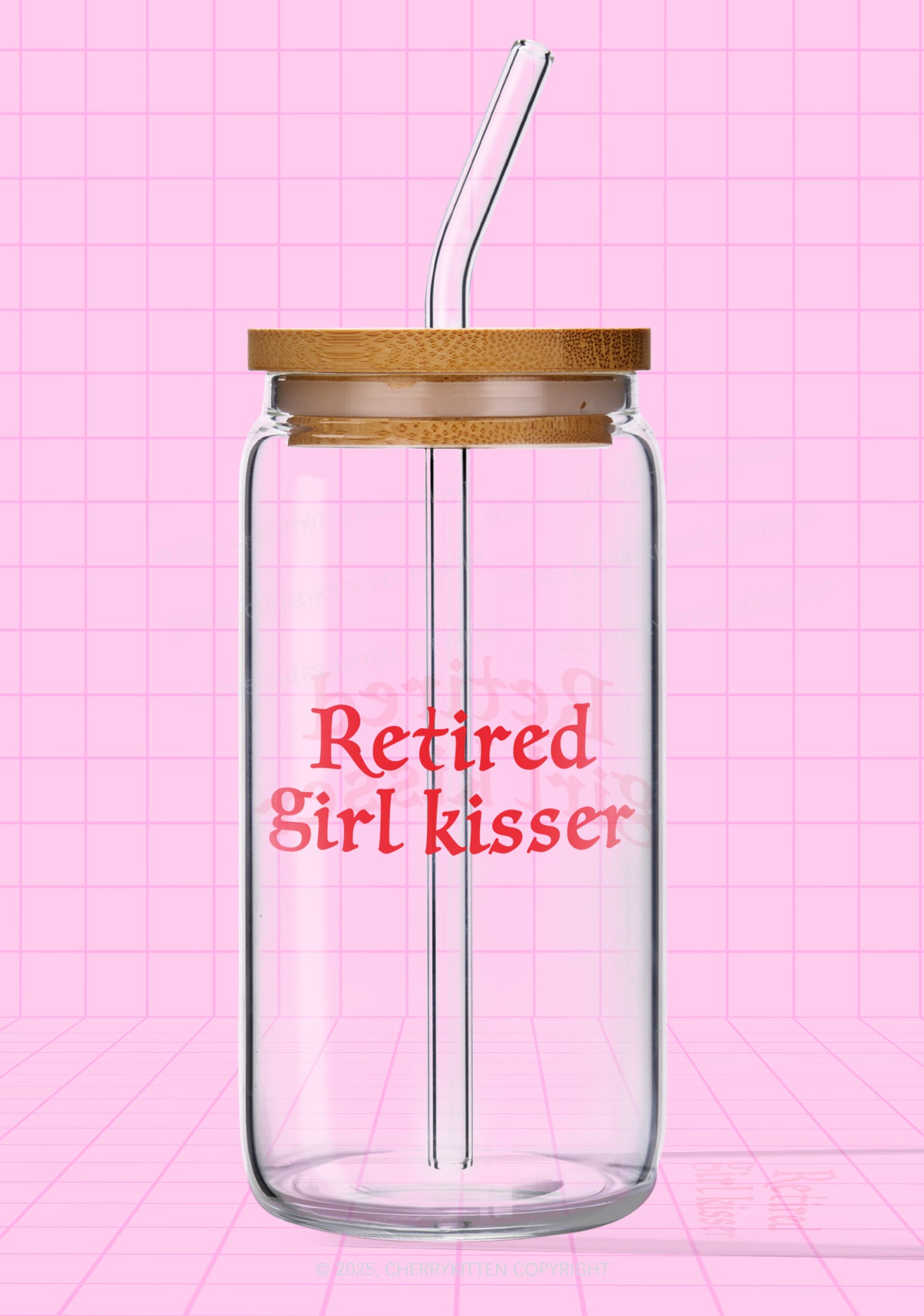 Retired Girl Kisser Pride Y2K Printed Glass Cup Cherrykitten