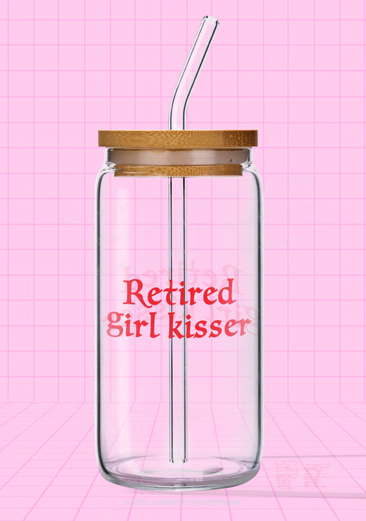 Retired Girl Kisser Pride Y2K Printed Glass Cup Cherrykitten